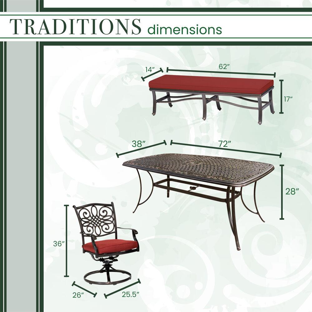 Hanover TRADDN6PCSW4BN-RED Patio-Dining-Sets - View #3