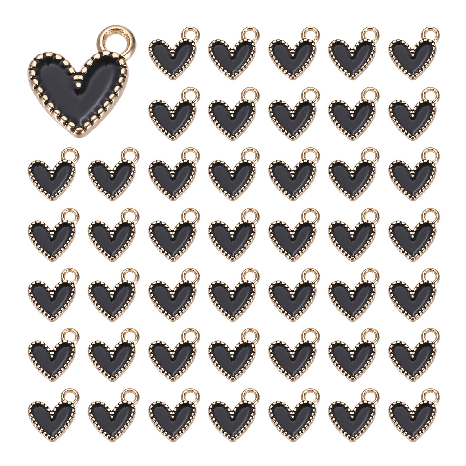 Unique Bargains - 100pcs Enamel Alloy Heart Charm Valentine Heart Pendants Love Jewelry Making Ch...