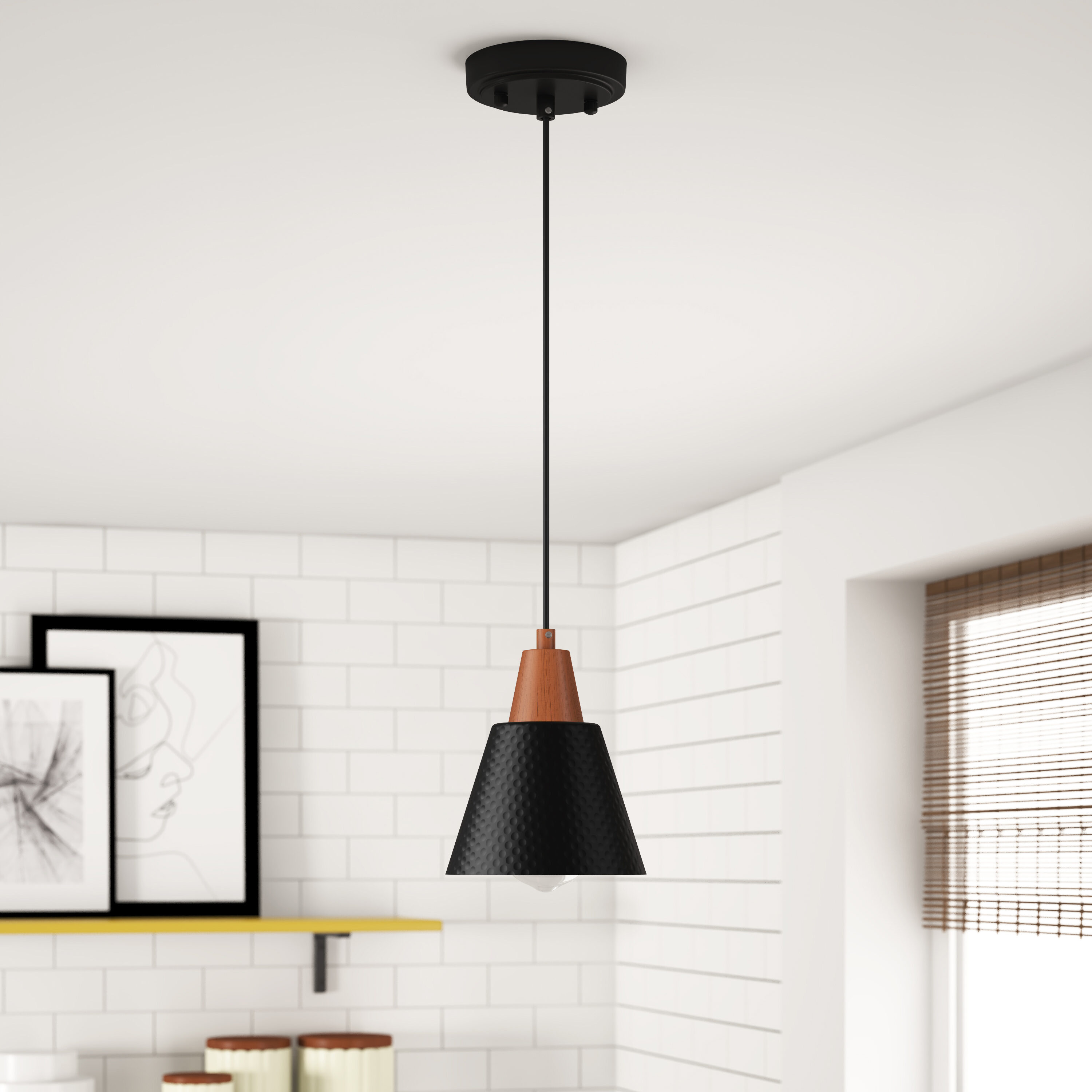 Aiwen JE-P6468BK Black Industrial Cone Mini Hanging Pendant light
