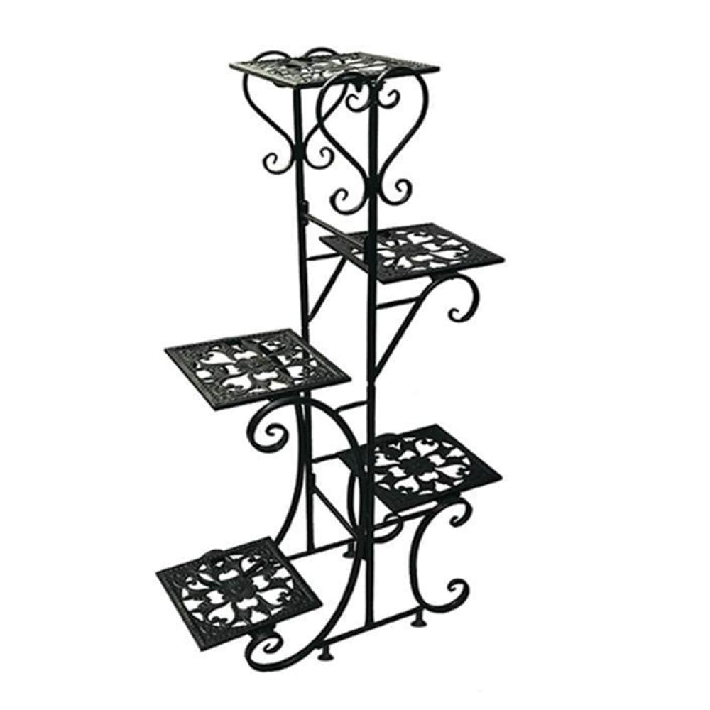 FUFU&GAGA Metal Plant Stand 42.3-in H x 22.4-in W Black Indoor/Outdoor ...