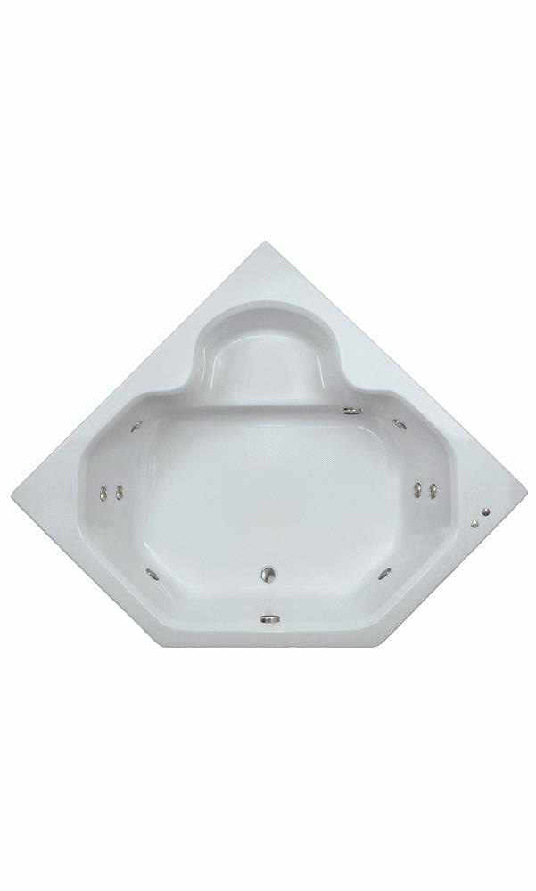 Designer 59.75-in x 59.75-in Biscuit Acrylic Corner Drop-In Whirlpool Tub (Front Center Drain) Rubber in White | - WaterTECH 6060 BISCUIT