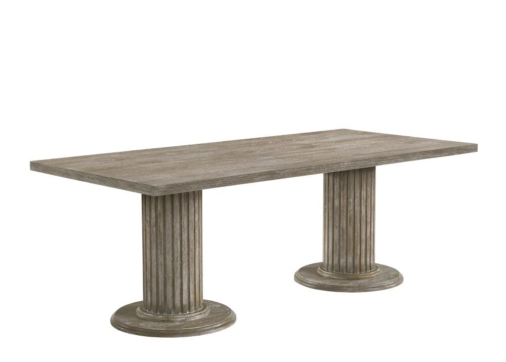 ACME FURNITURE 60170 Gabrian Reclaimed Gray Traditional Dining Table, Wood with Wood Base 84-in L x 30.5-in H