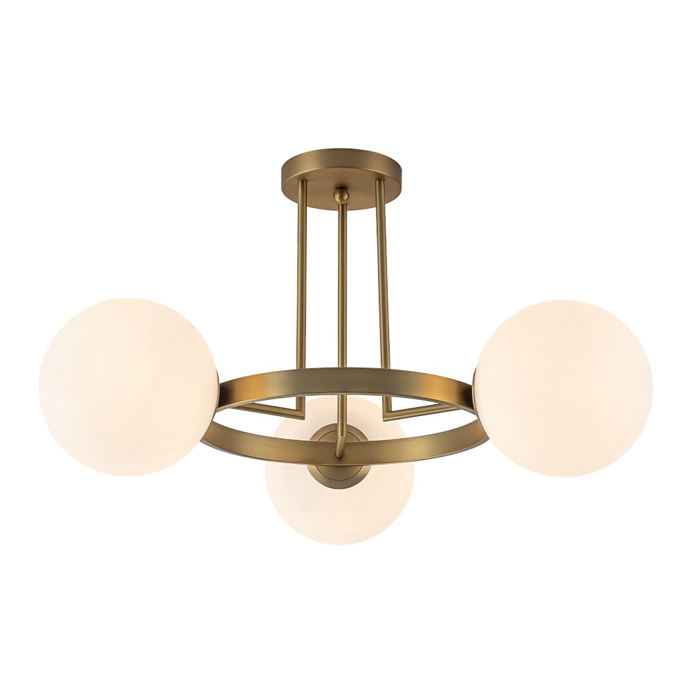 Zicbol 30.31-in Brushed Gold Indoor 3 -Light LED Semi-flush Mount Light #J81010000089468
