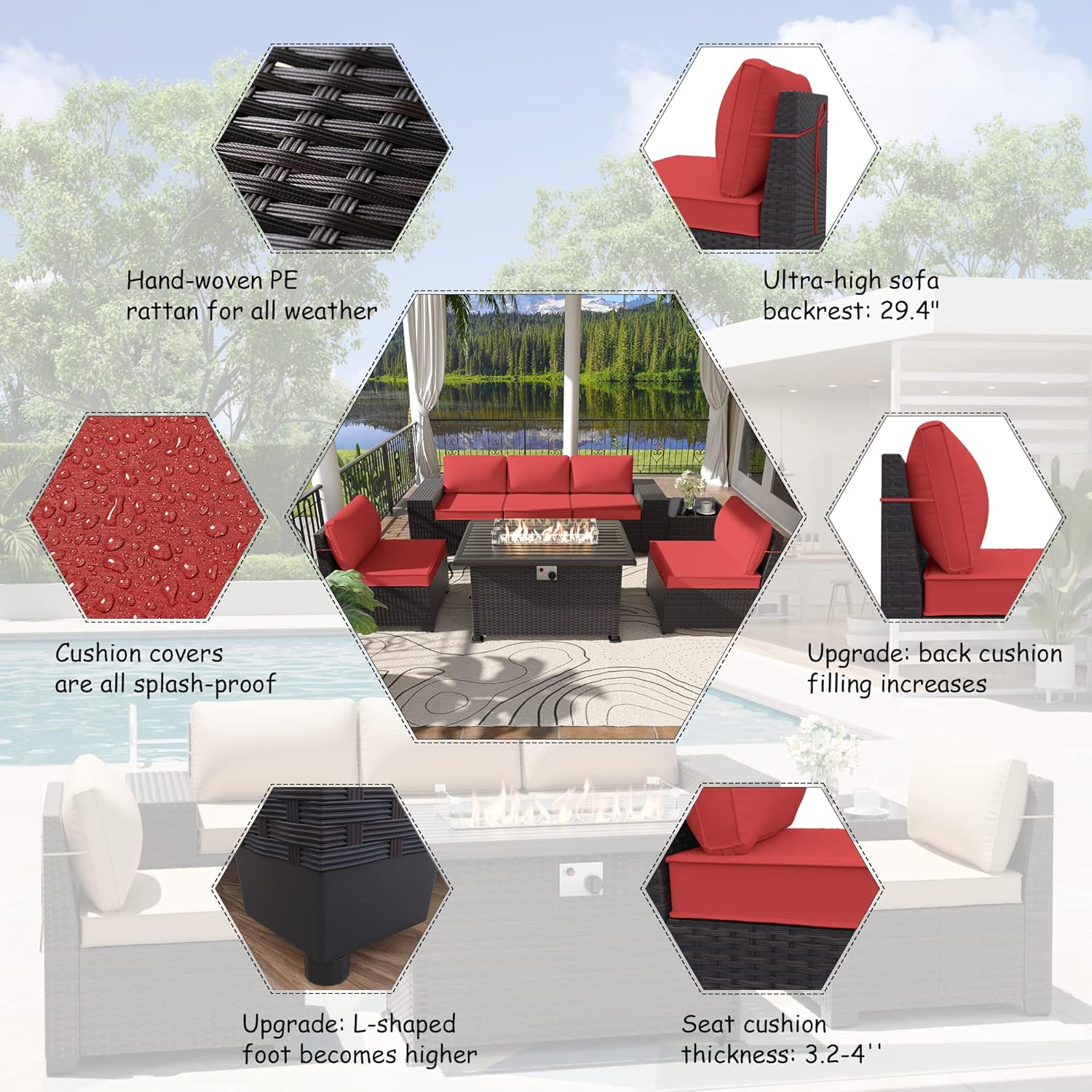 ALAULM LS-6PCS+FP-RED Patio-Conversation-Sets - View #5