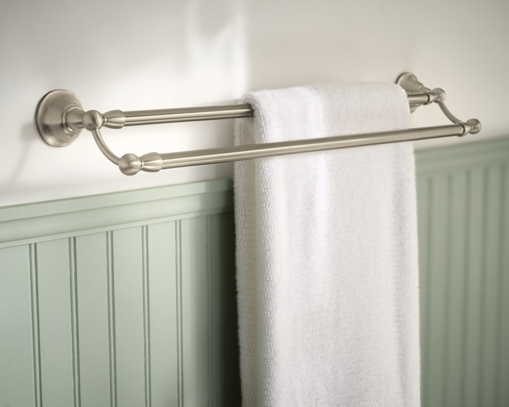 MOEN Hensley 24 in. Double Towel Bar with Press and Mark in Brushed Nickel  MY3522BN - The Home Depot