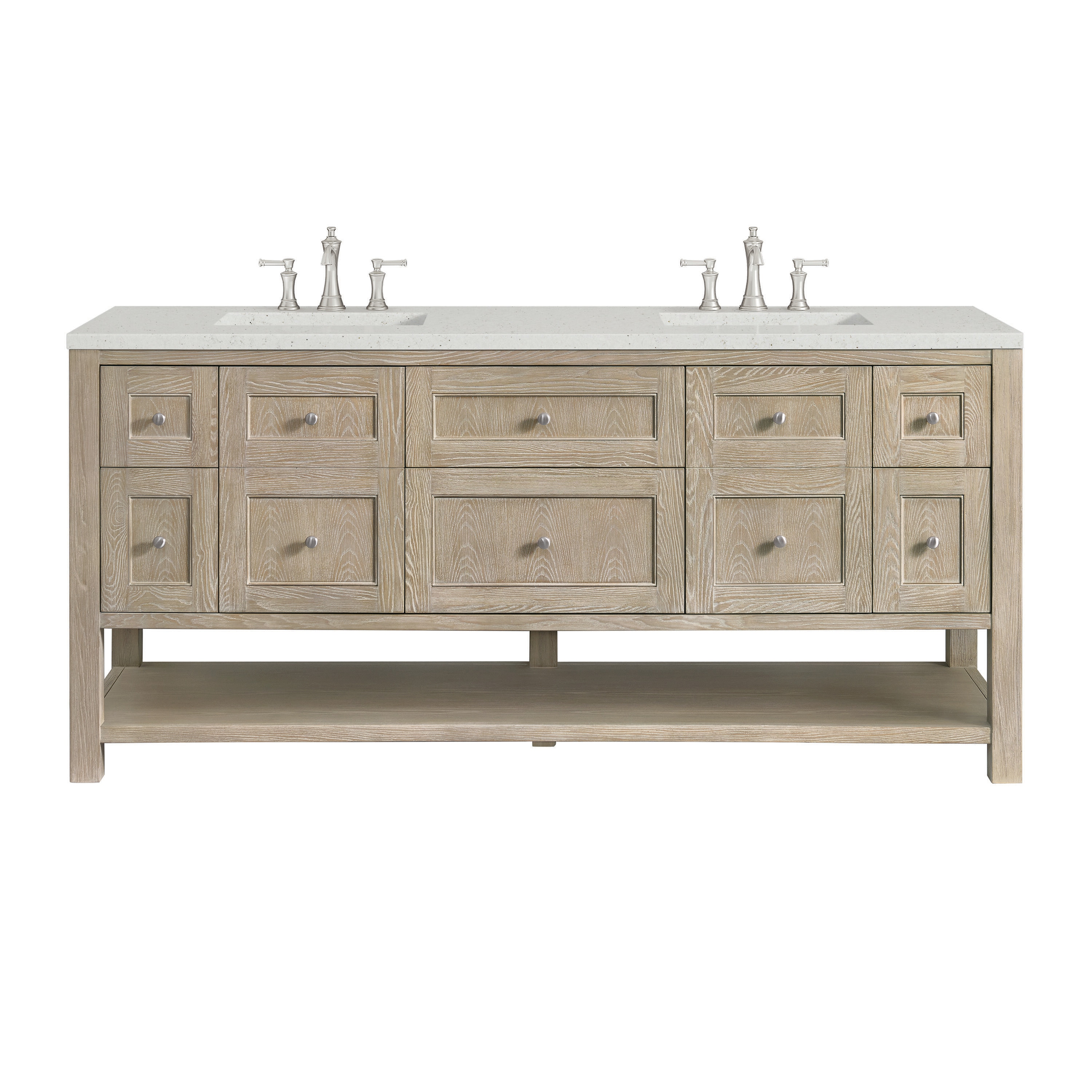 James Martin Vanities 330-V72-WWO-3LDL Breckenridge 72-in Whitewashed Oak Undermount Double sink Bathroom Vanity with Lime Delight Quartz Top