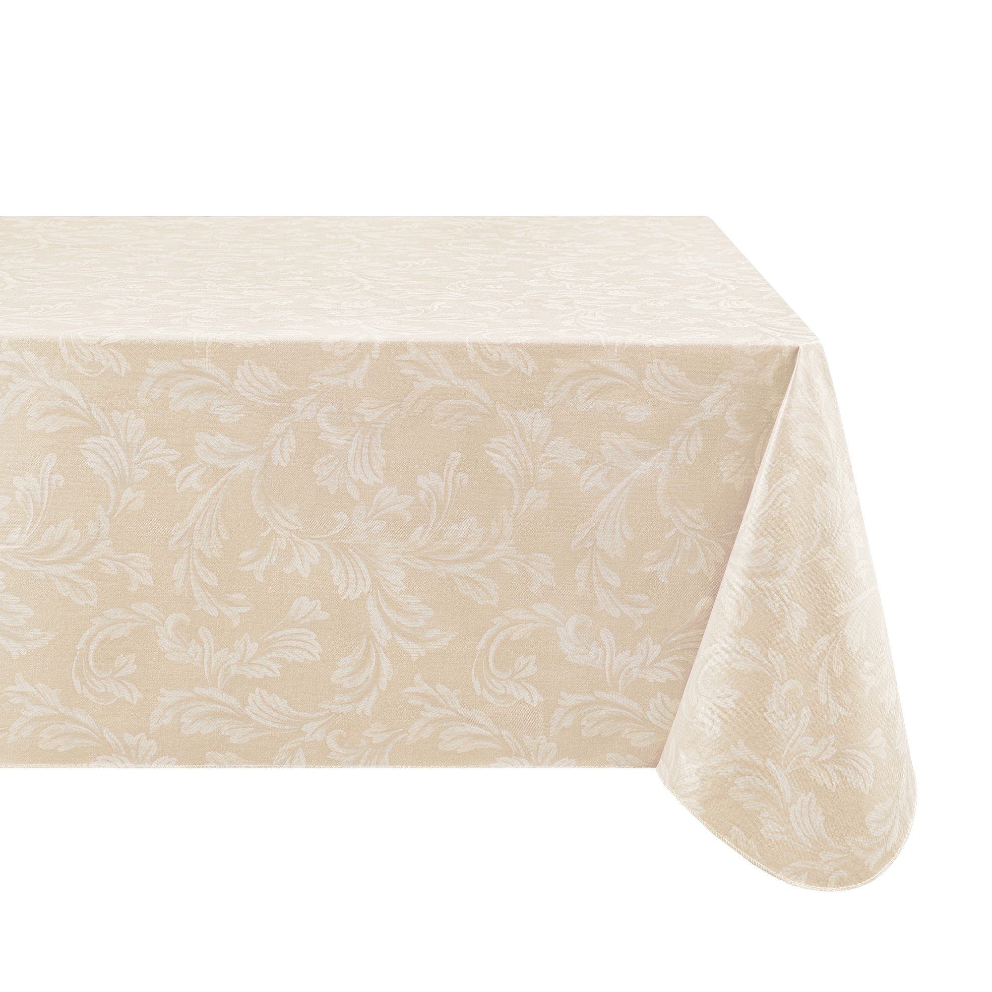 Elrene Home Fashions 194590057169 Camile Floral Scroll Damask Pattern Vinyl 60"x102" Indoor/Outdoor Ivory Table Cover for 6-ft rectangle