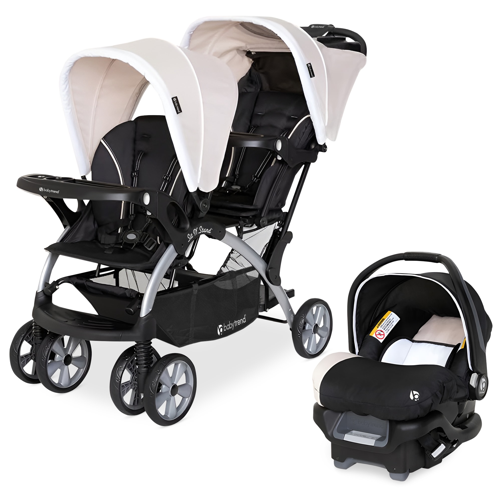 Baby Trend  Sit N Stand Travel Double Baby Stroller and Car Seat Combo Khaki