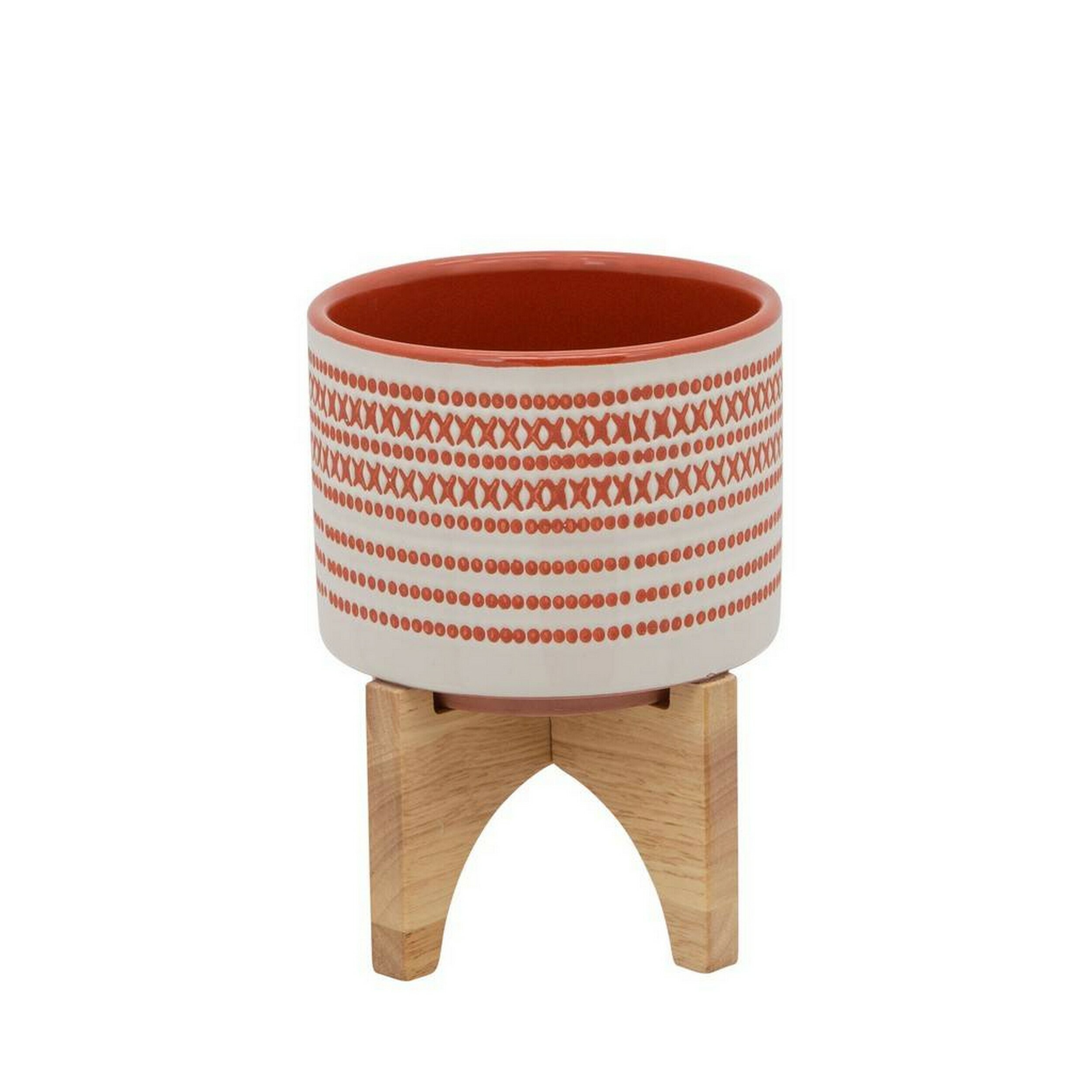 Benzara BM266234 Round 5-in W x 7-in H Orange Ceramic Indoor/Outdoor Planter