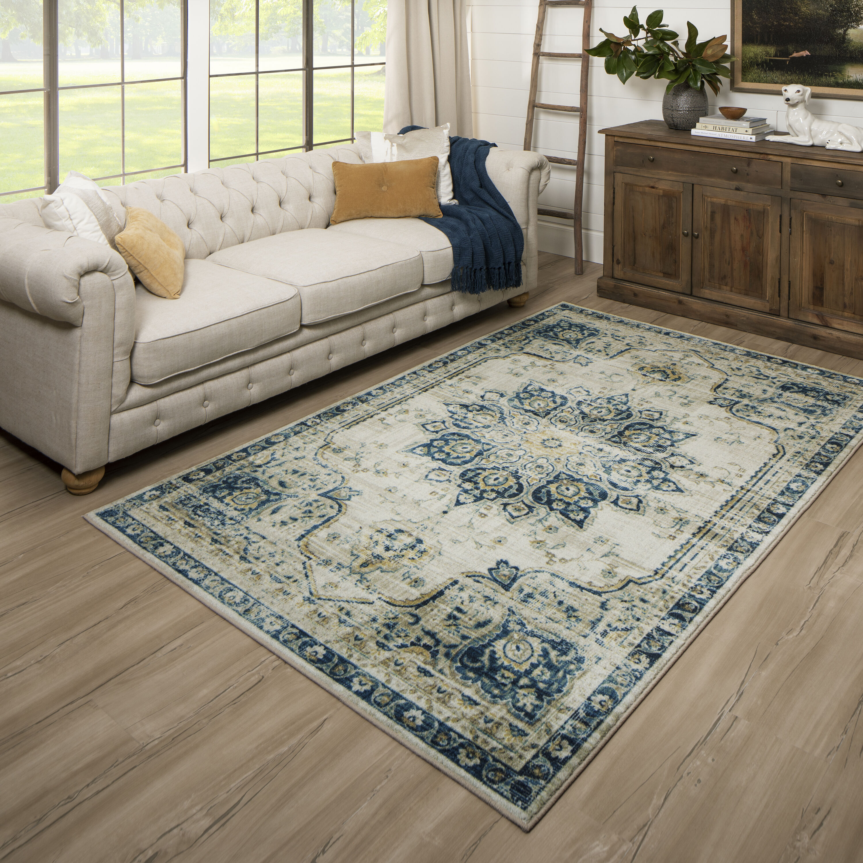 Mohawk Home Z0583 A405 048072 Prismatic 4 X 6 (ft) Navy Indoor Medallion Area Rug
