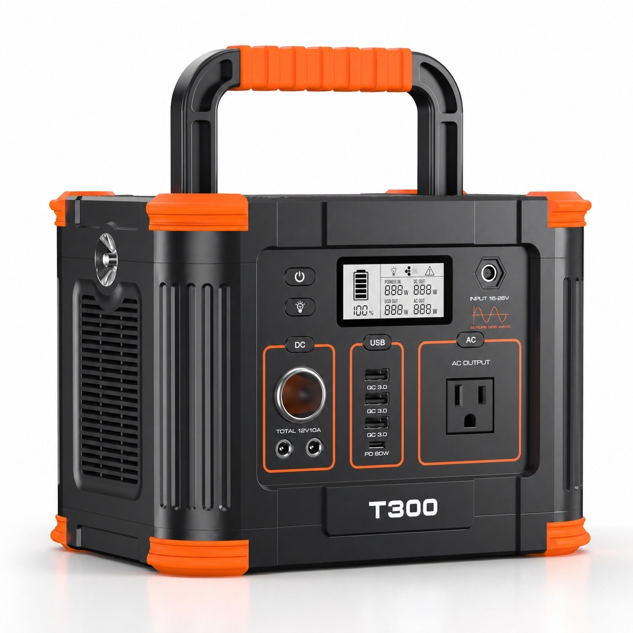 CYIKE  Portable Power Station 300W Peak 600W 288Wh Solar Generator with USB C PD 60W Output Pure Sine Wave AC Outlet for Camping Travel RV
