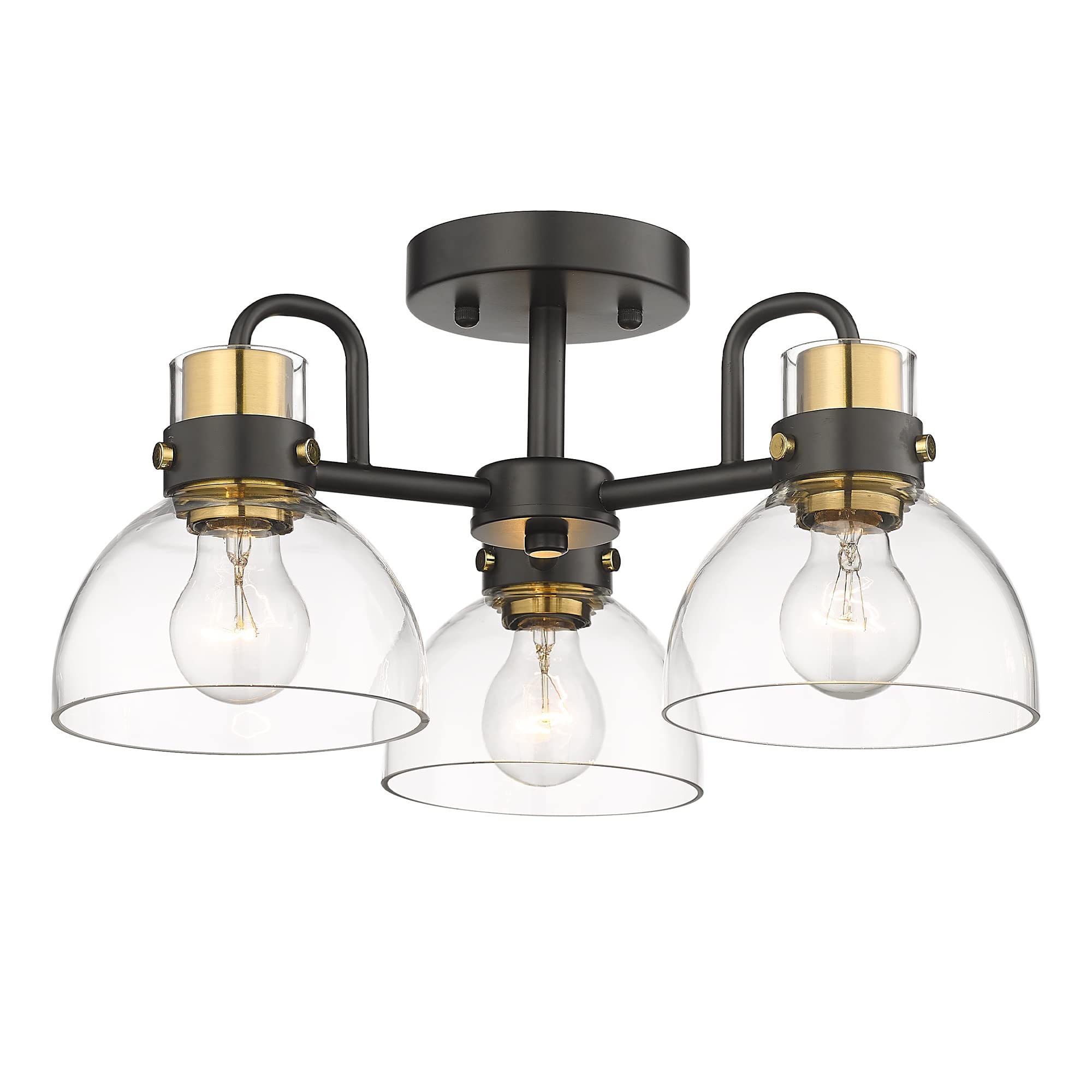LTMATE LS5HZG68F-3 BK+BG JAZAVA 3 -Light 16.8-in Matte Black Semi Flush Mount Light
