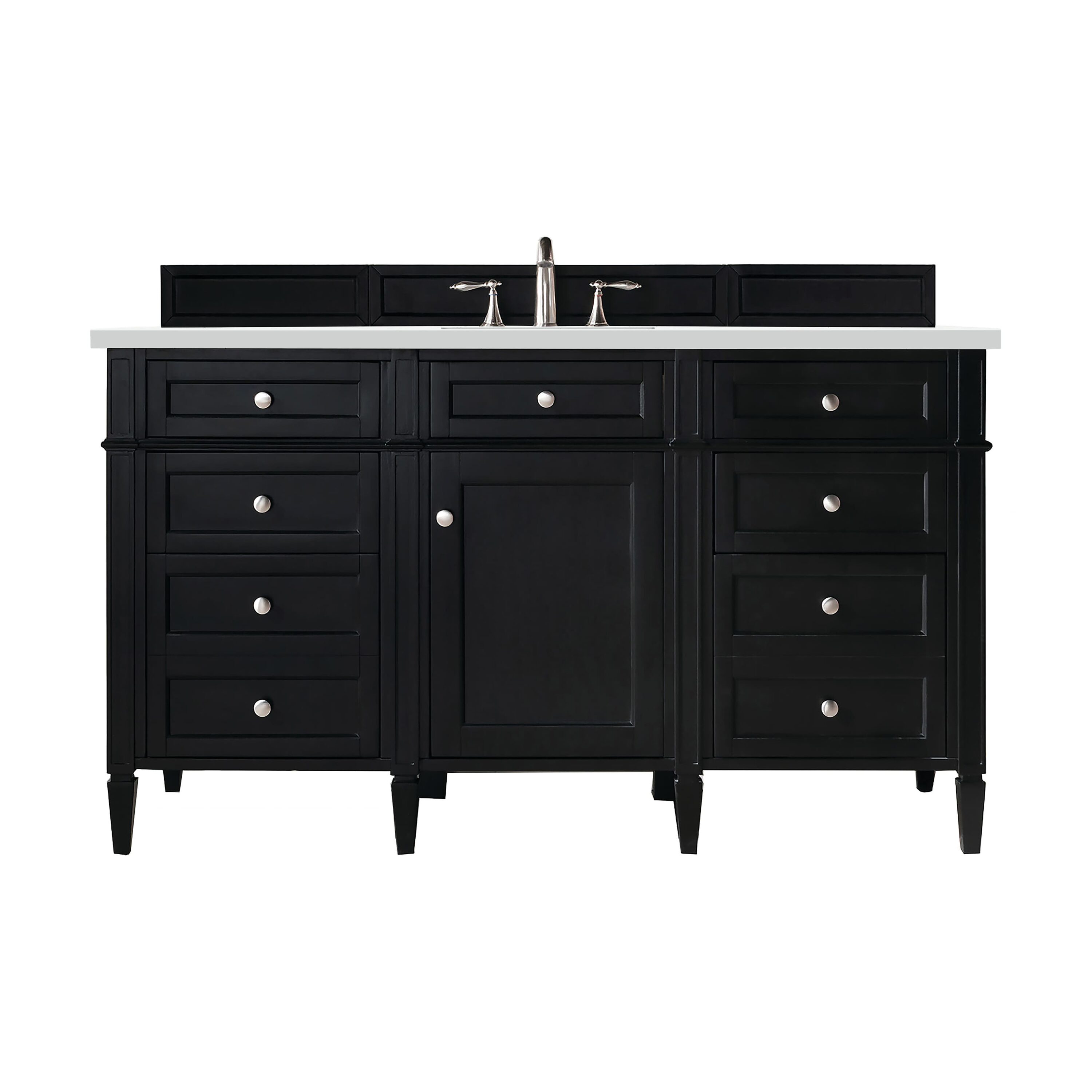 James Martin Vanities - James Martin 650-V60S-BKO-3WZ Single Vanity Black Onyx w/ White Zeus Quar...