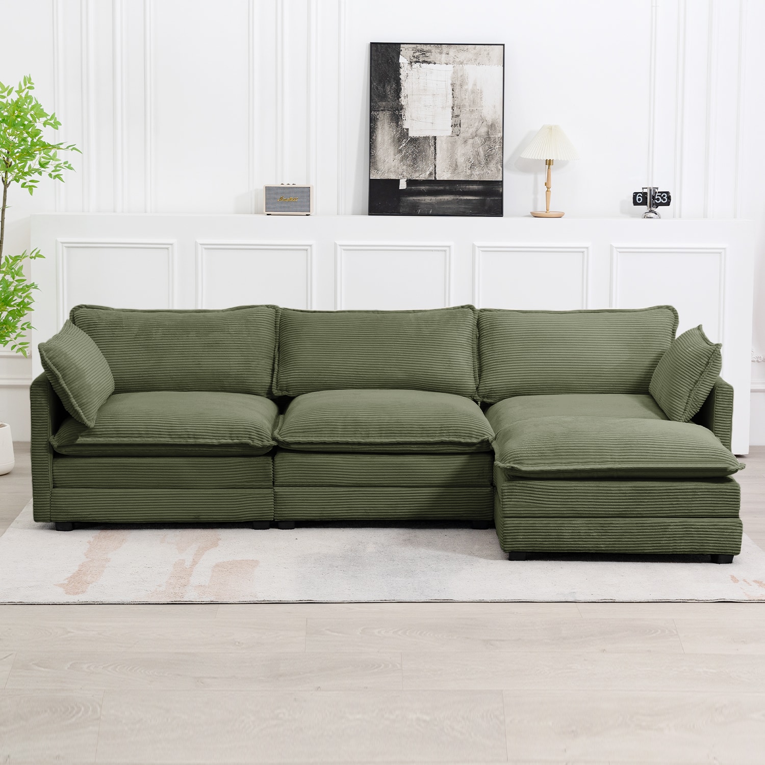 JEAREY LSBDXR-GY Sectional sofa 101.6-Inches Modern Green 4 -seater Sectional