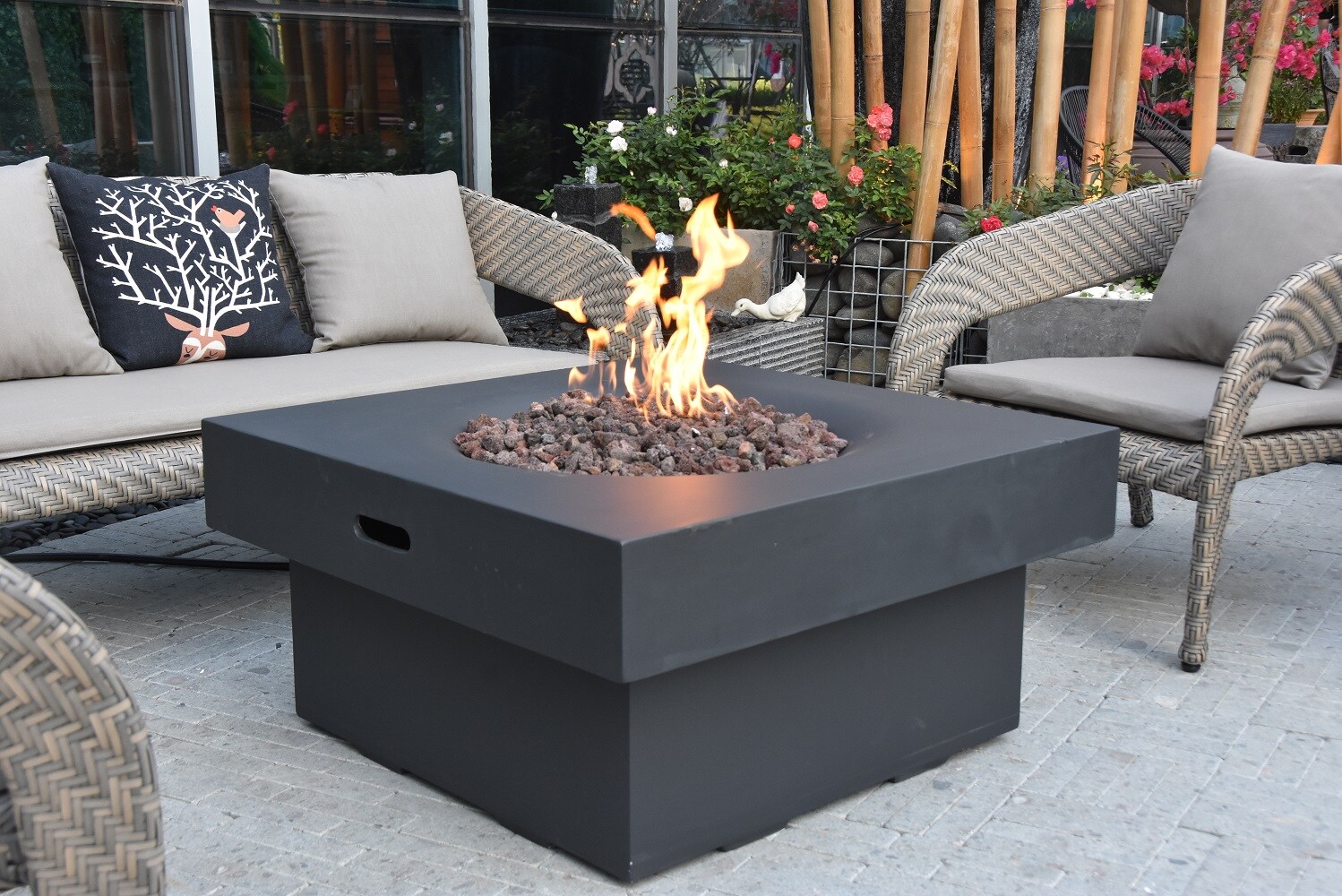 Elementi Brandford 34-in W 50000-BTU Grey Concrete Tabletop Concrete ...