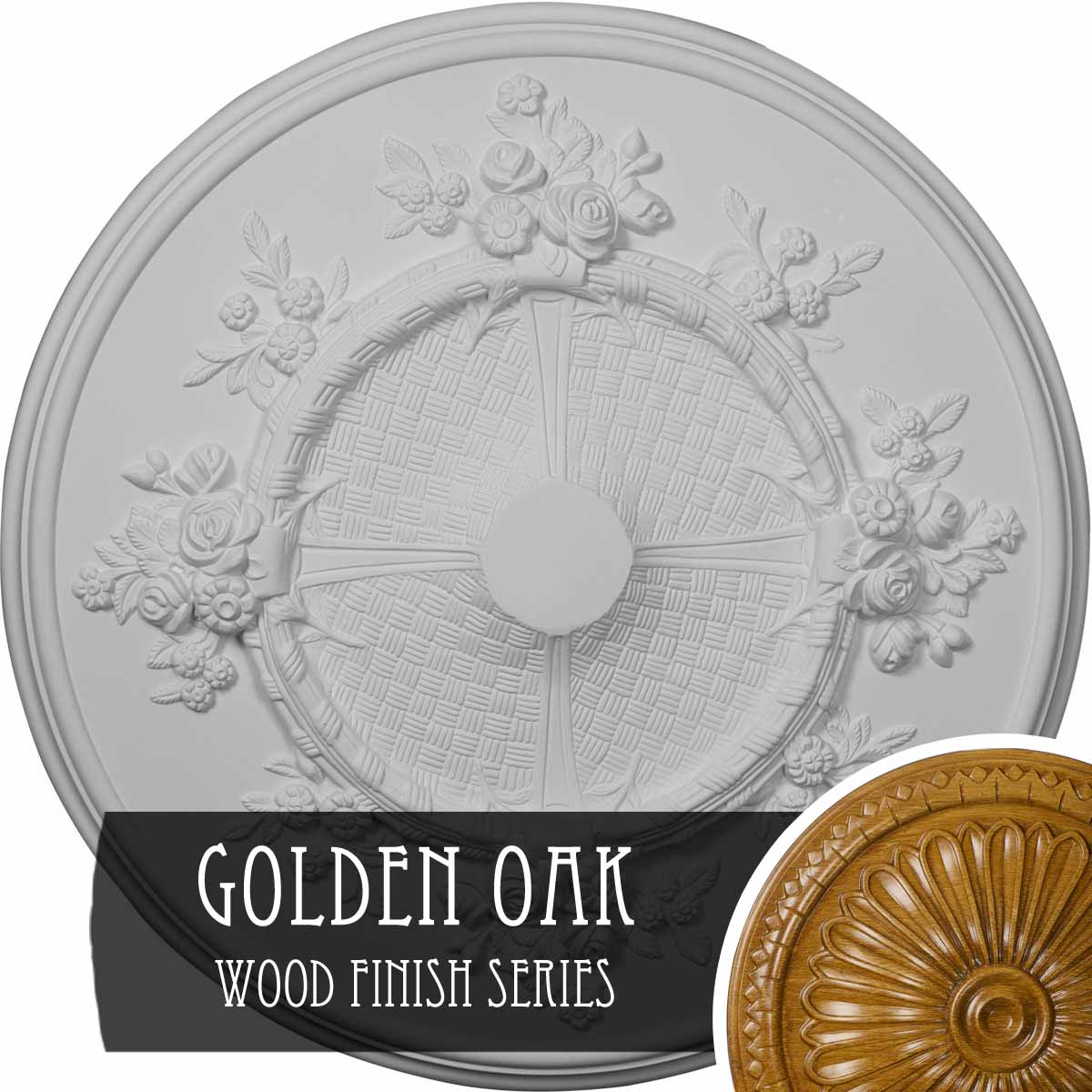 Ekena Millwork CM27FLGOS Flower 27-in W x 27-in L Golden Oak Polyurethane Ceiling Medallion