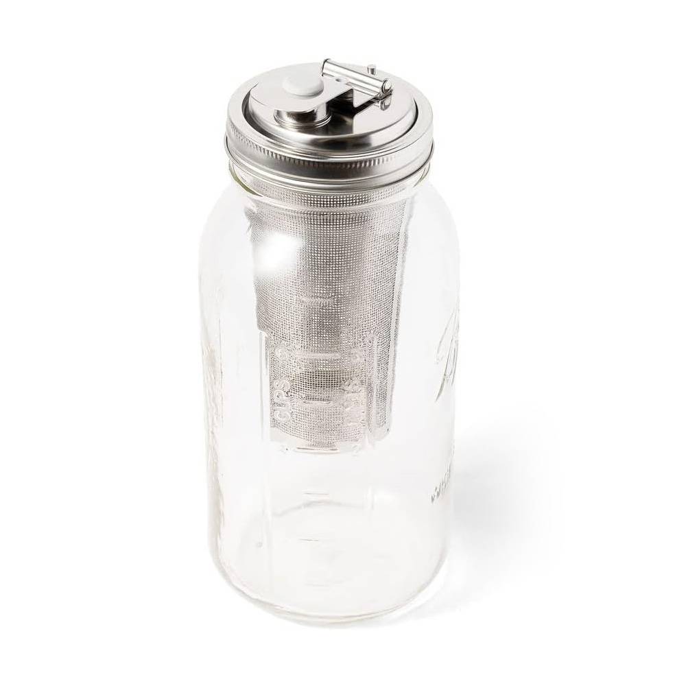 Lehman's - Jarware Cold Brew Coffee Maker and Tea Infuser Lid For Wide Mouth Mason Jars - Silver