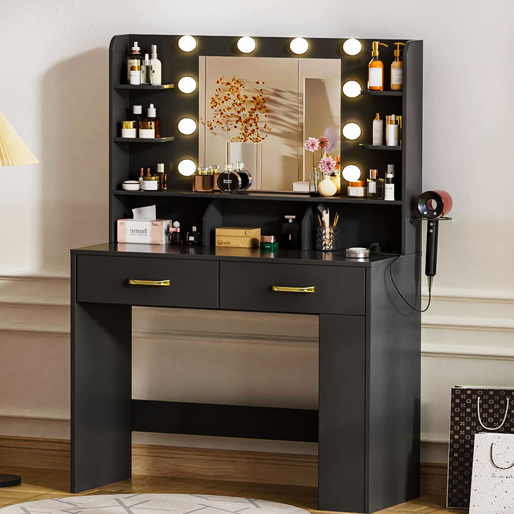 GTPLAYER LOWE'S-B1004-BLACK Bedroom-Vanities - View #3