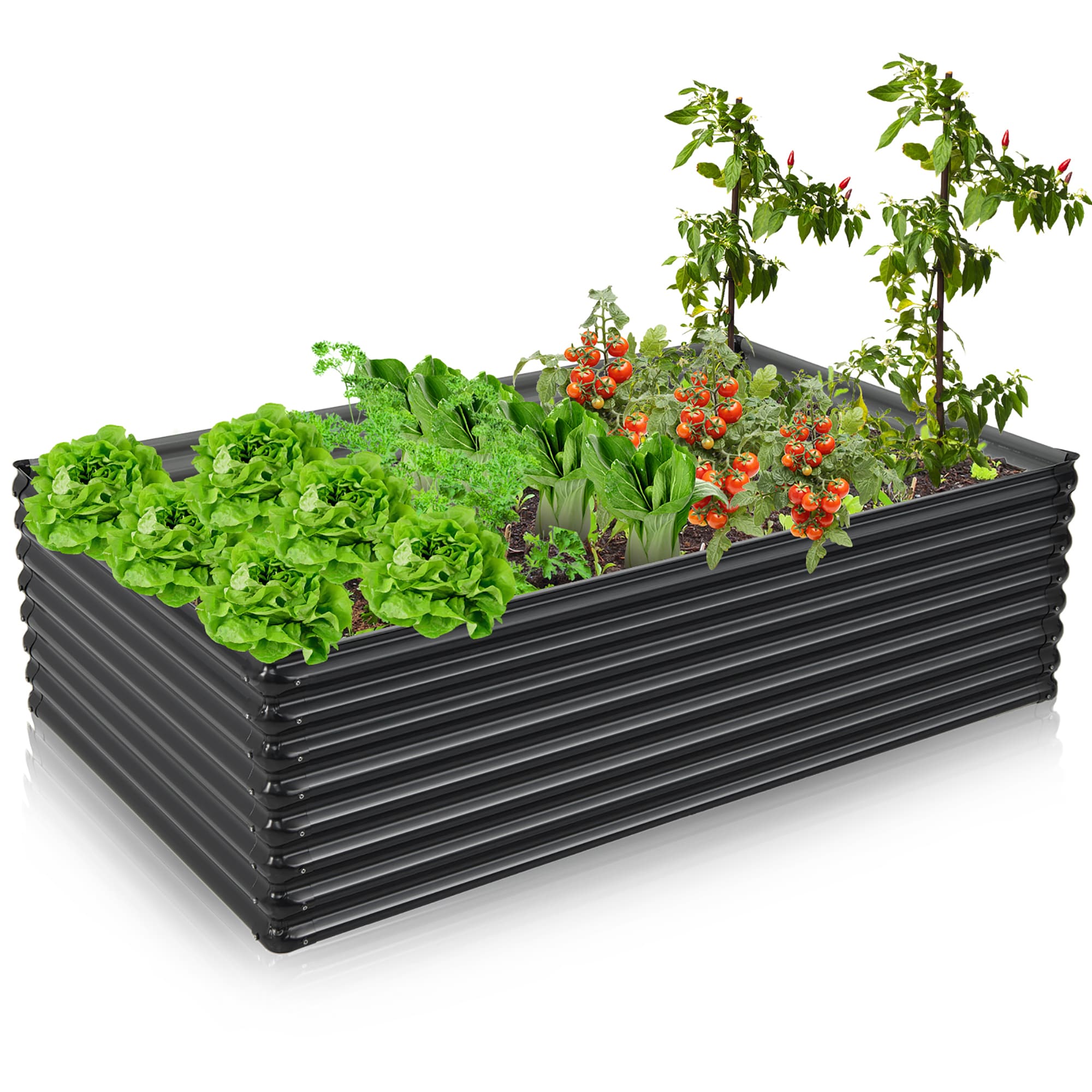 Costway LWS00590 30.5-in W x 71-in L x 43.5-in H Gray Metal Raised Garden Bed
