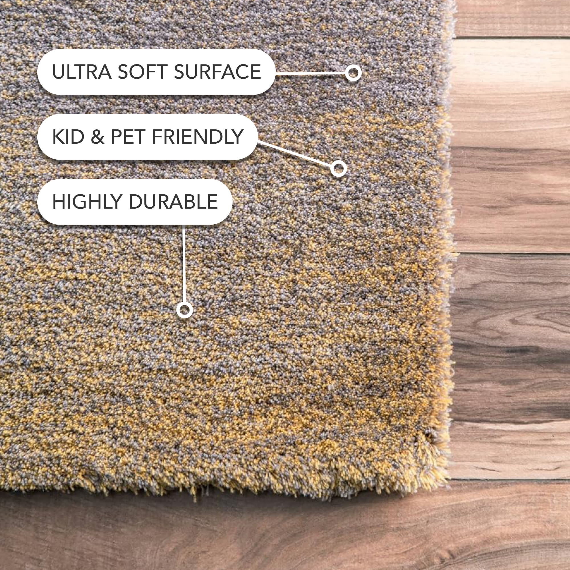 Yellow and Gray Ombre Hand-Tufted Shag Rug, 4' x 6'