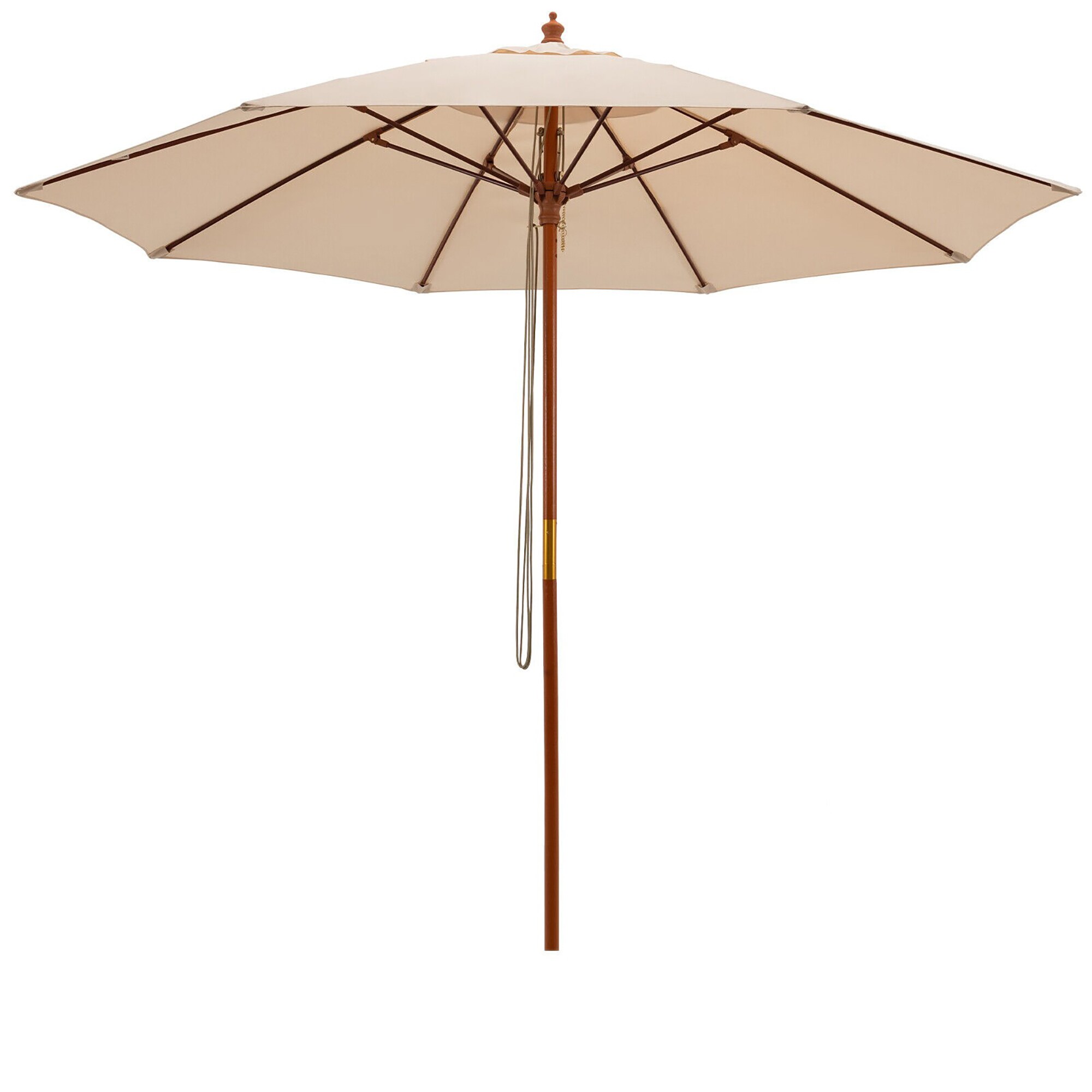 CASAINC BY-W41923914 9.5-Feet Wood Off-white No-tilt Market Patio Umbrella