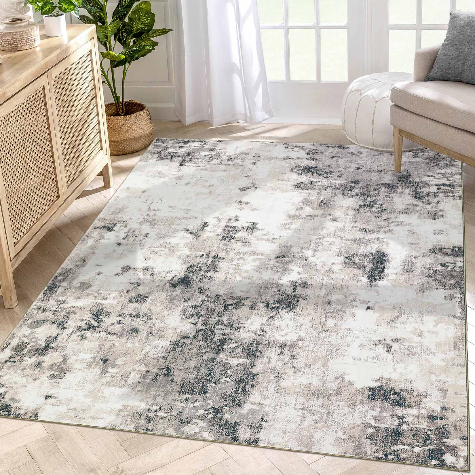 Garvee YXY-LO-PHO-16ALLH2Z 8 x 10 (ft) Loomed Polyester Gray/Camel Rectangular Indoor Abstract Mid-Century Modern Machine washable Area rug
