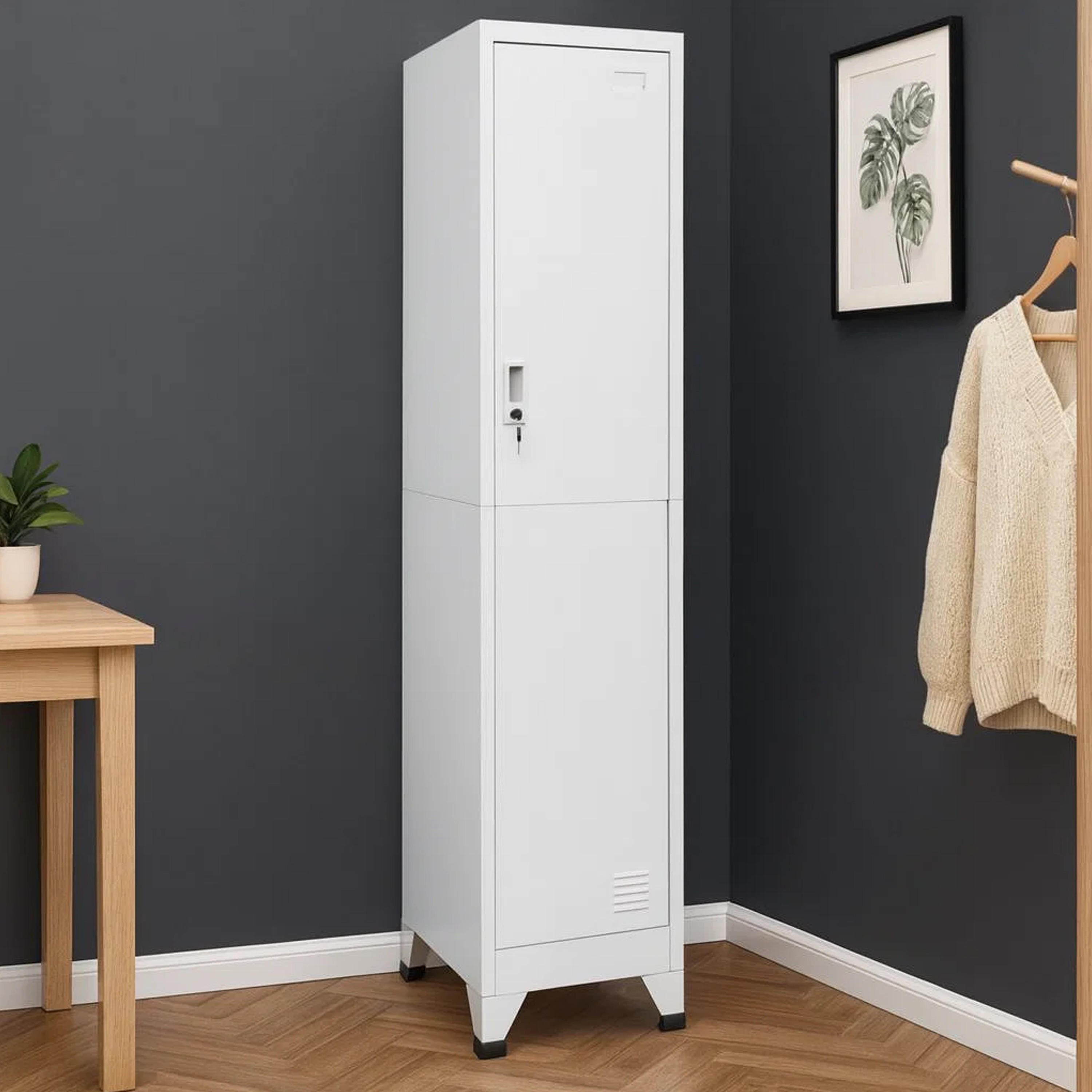 Benzara Sonia Gray 70.9 in H Storage Locker Cabinet with Shelf