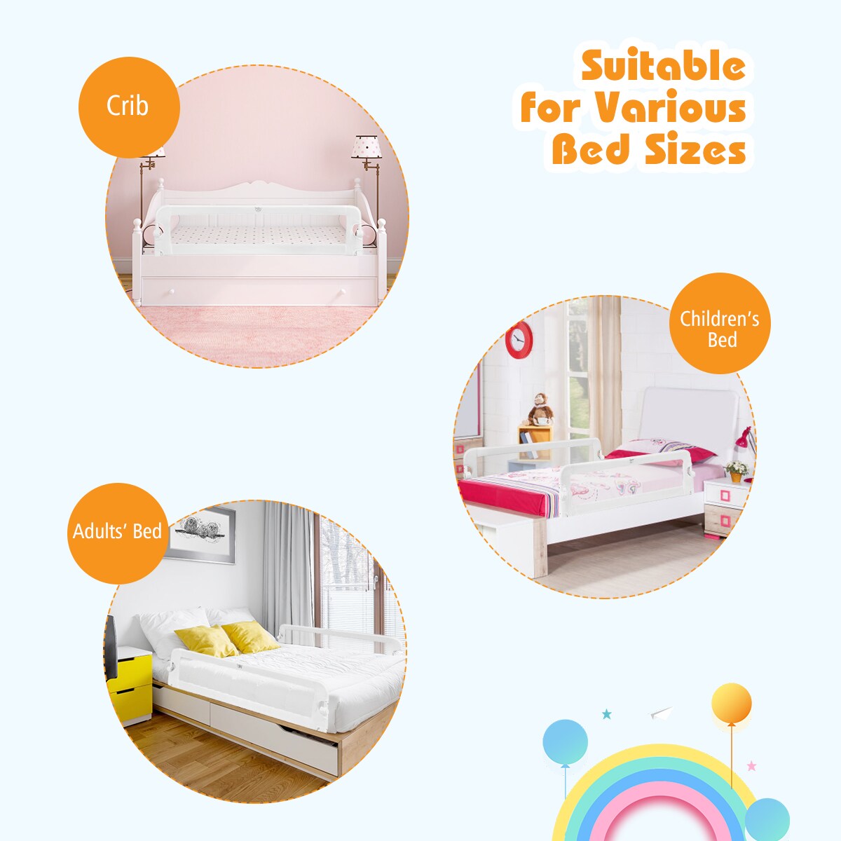 Goplus BB5525WH Bed-Rails - View #8
