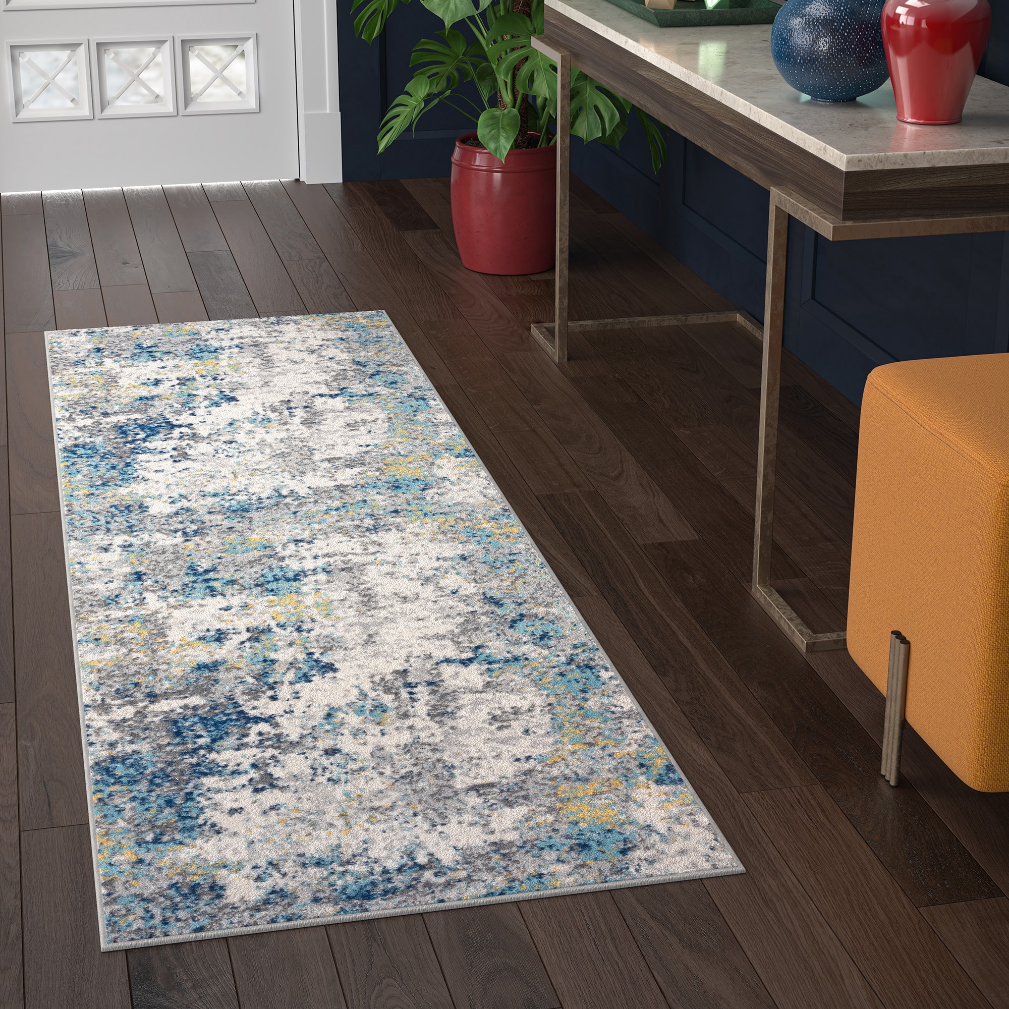 Tayse DYN1206 2X8 Dynamic 2 x 8 (ft) Loomed Polypropylene Blue Rectangular Indoor Runner rug