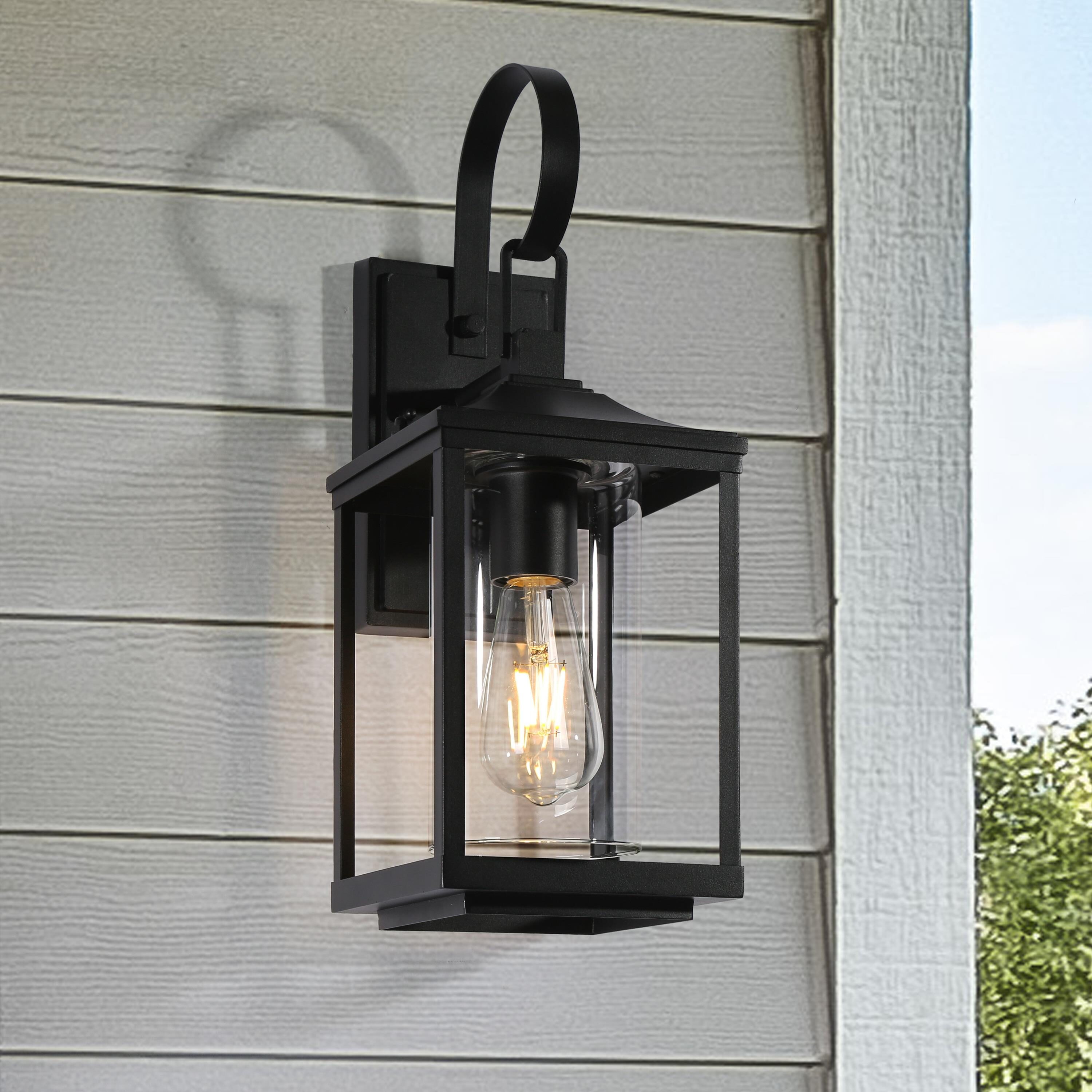 Uolfin Y2U7ZA-LWS24945-48 1 -Light 17-in H Matte Black Hardwired Outdoor Wall Light