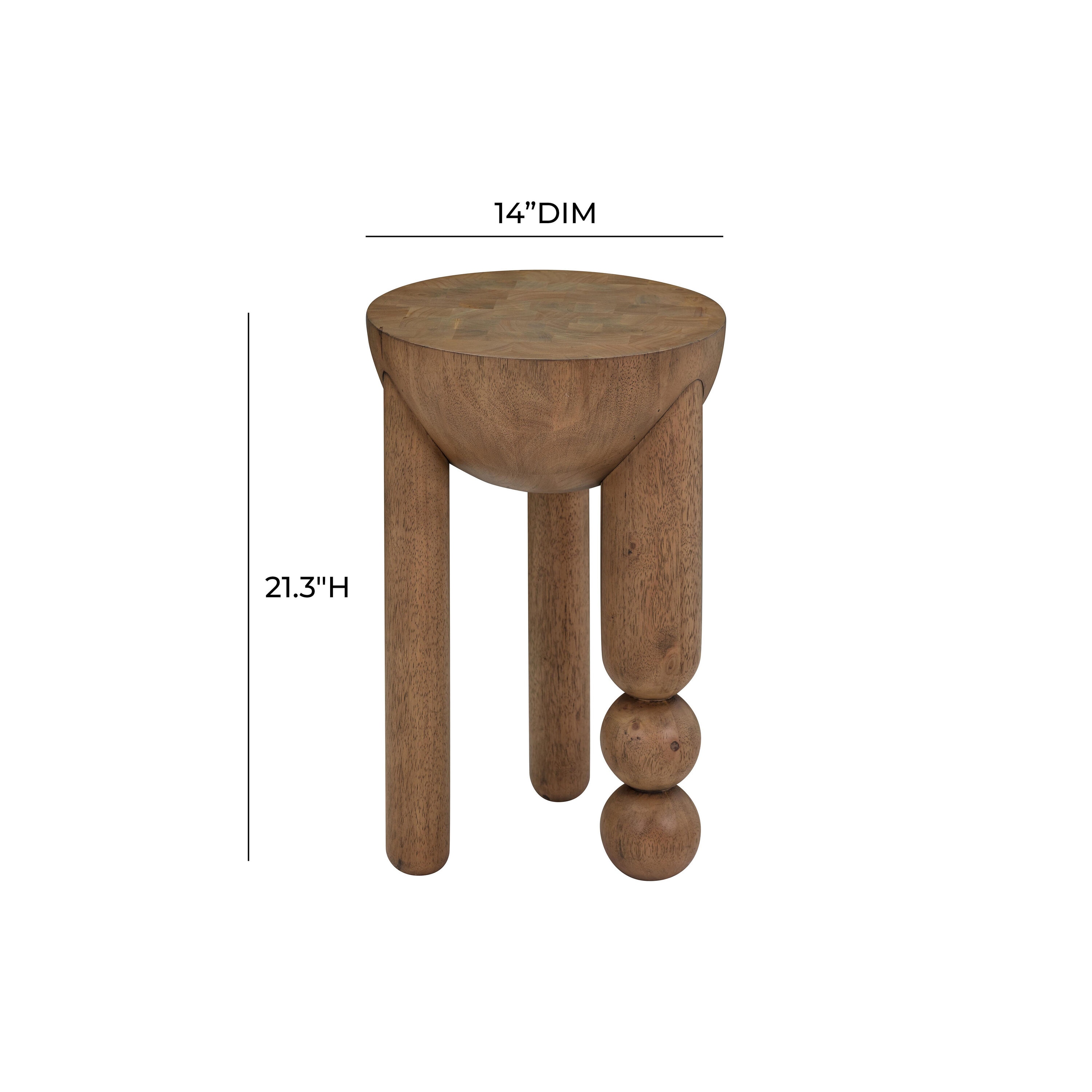 Cognac Brown Round Rubberwood Accent Table