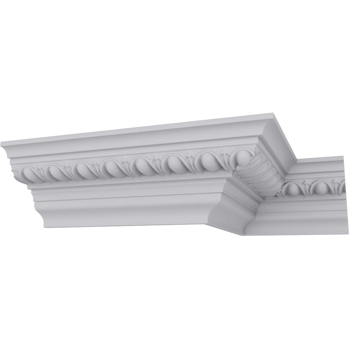 Ekena Millwork MLD04X04X05EG-CASE-8 Egg and Dart 3-3/4-in x 7-ft 10-1/2-in Primed Polyurethane 0 Crown Moulding 8 -Pack