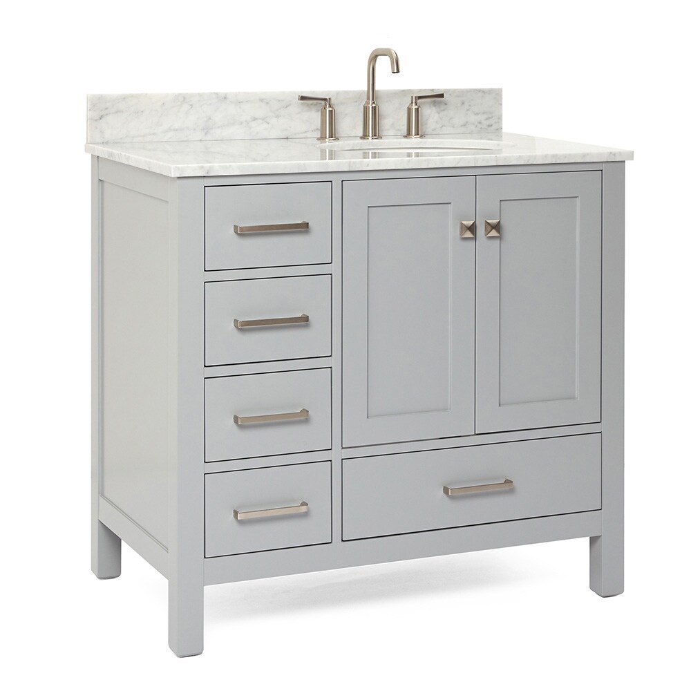 ARIEL Cambridge 37-in Grey Undermount Single Sink Bathroom Vanity with ...