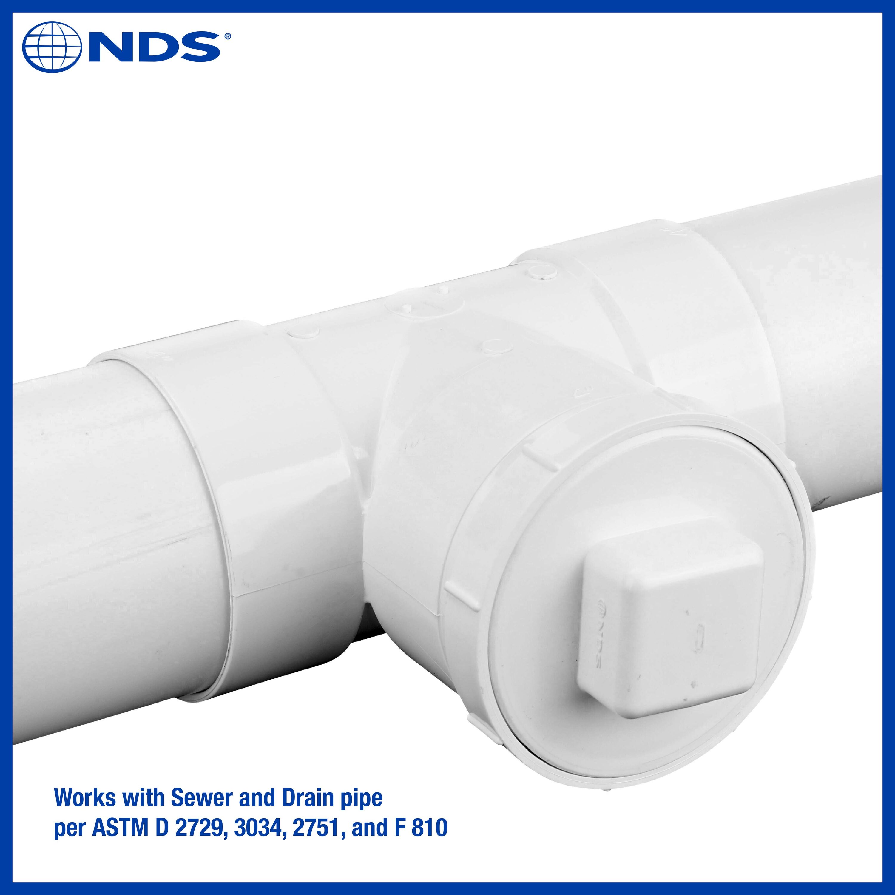 NDS PVC Sewer and Drain Cleanout Tee, 4 in. Hub X Hub X FPT in the ...