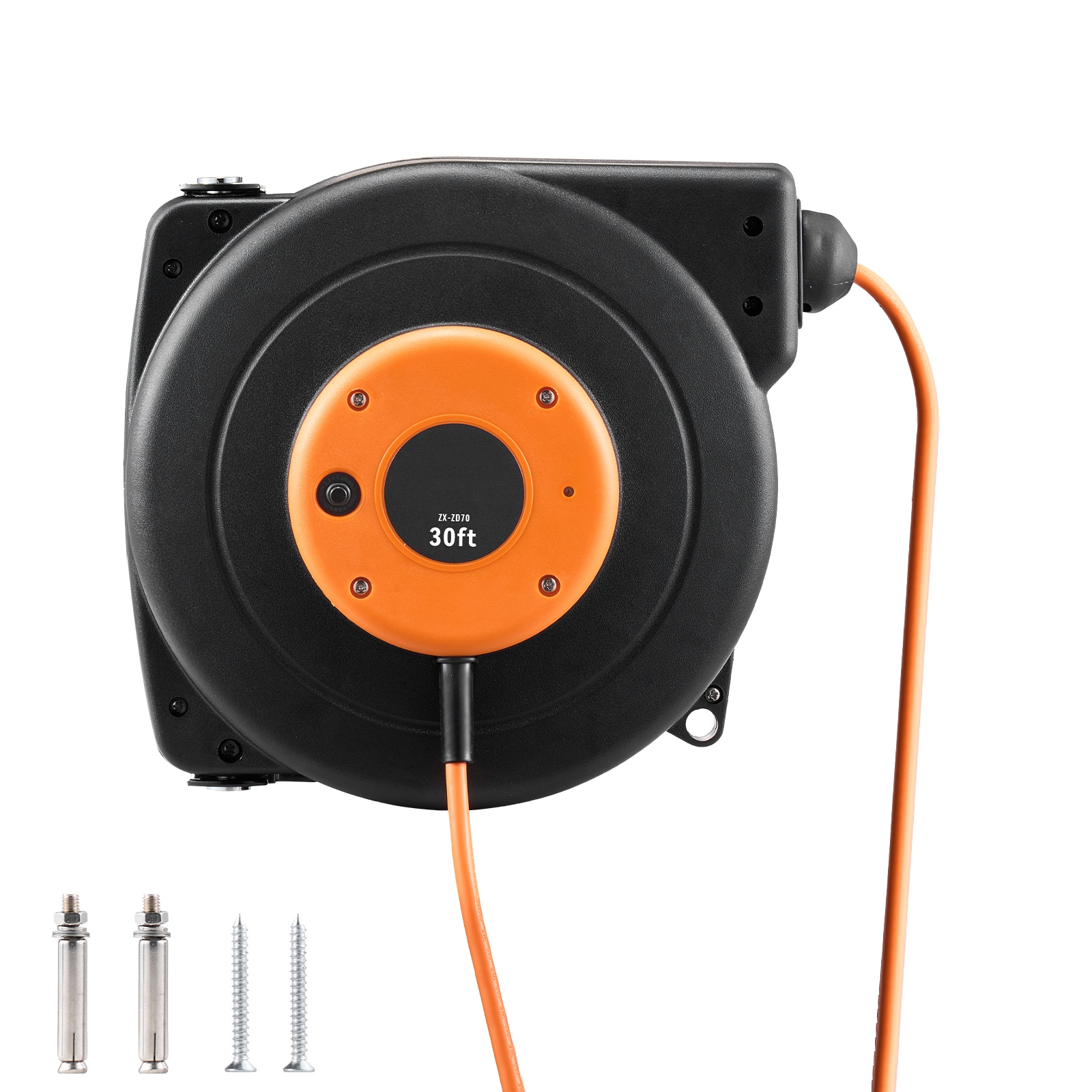Mecale 30-ft Retractable Extension Cord Reel 16 AWG/3C SJTOW Lighted 3-Outlet 10-Amp Breaker
