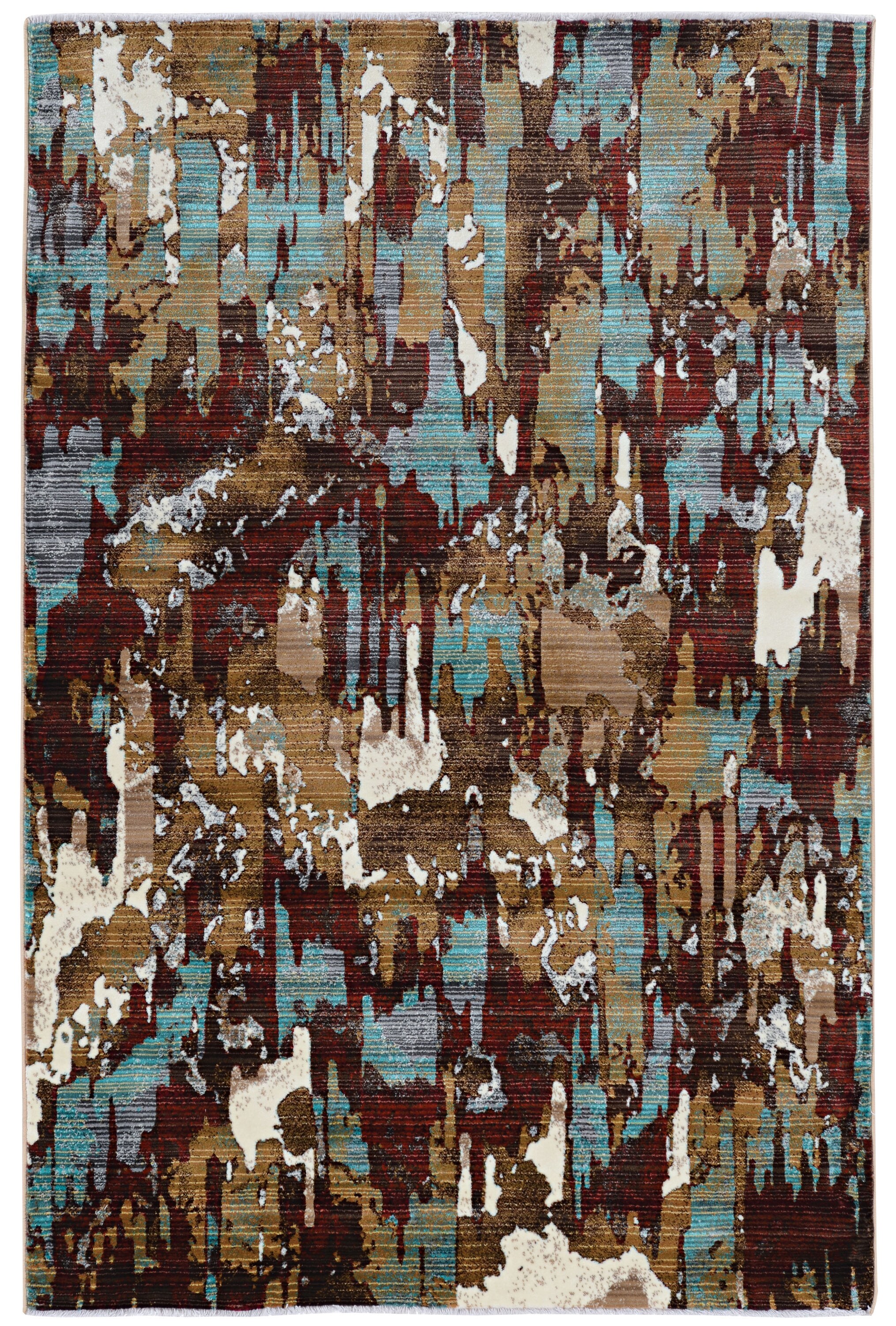 Linon RUGIL1081 8 X 11 Beige/Burgundy Indoor Abstract Area Rug