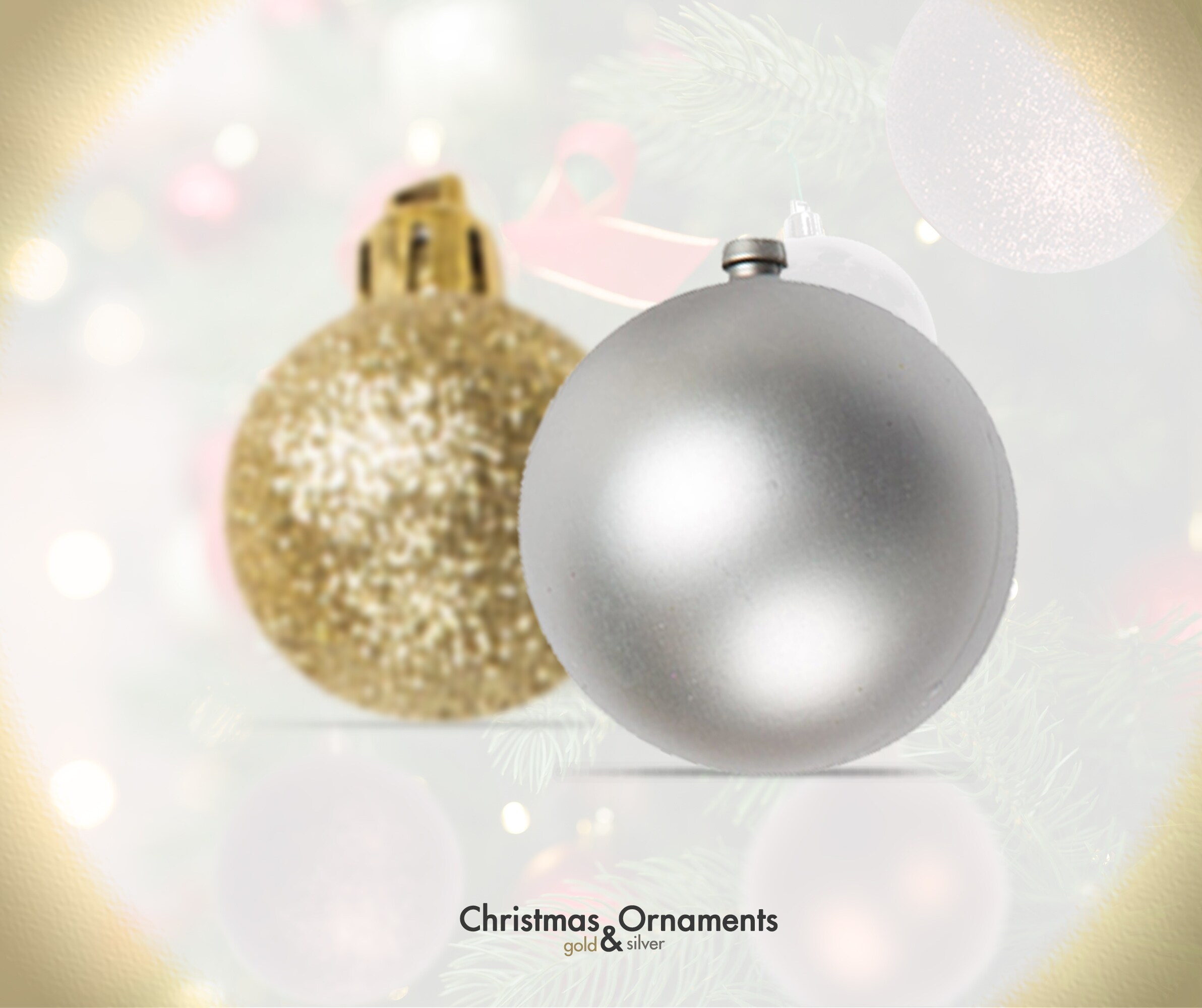 Gold and Silver Shatterproof Plastic Christmas Ornament Set