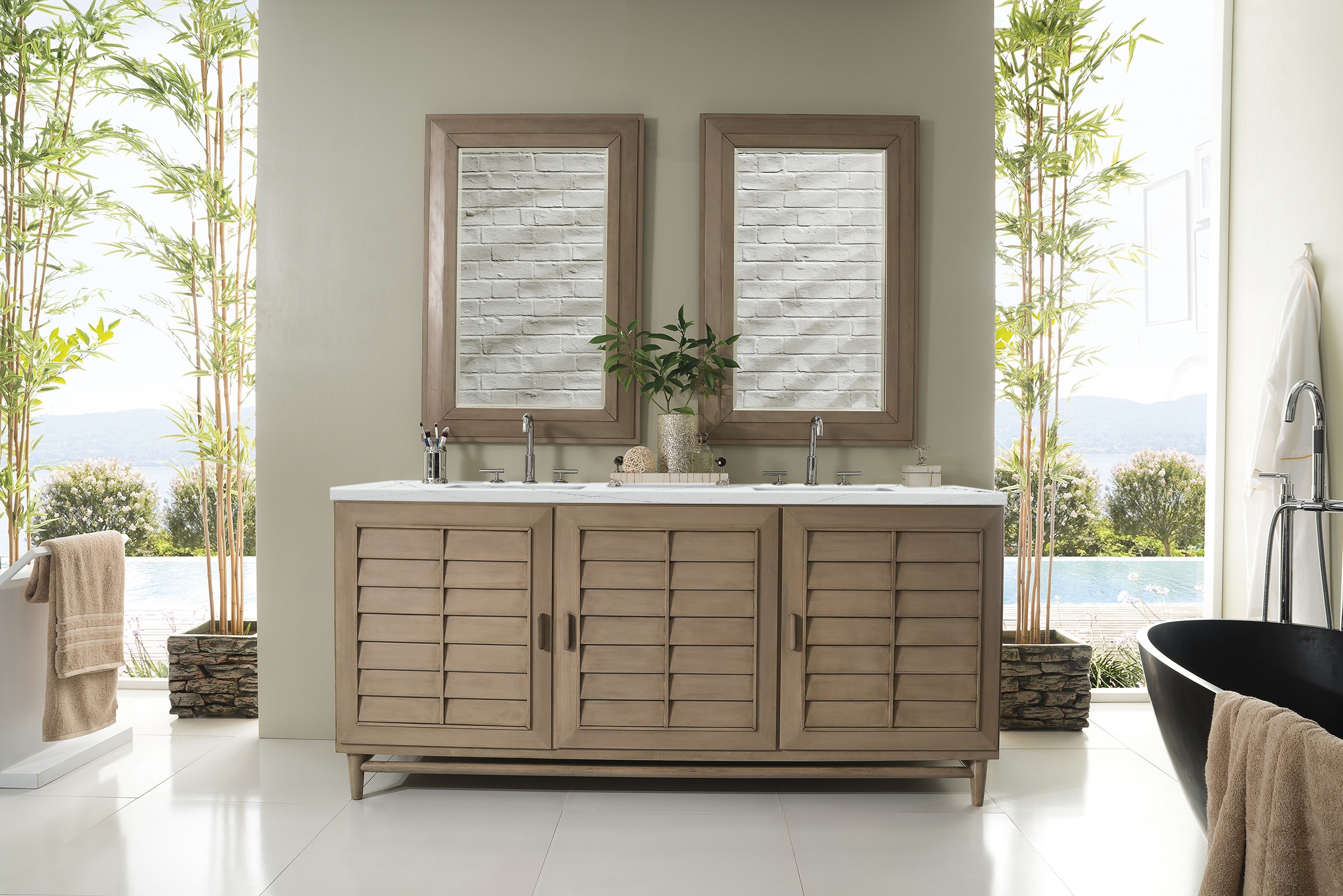 James Martin Vanities Portland 72-in Whitewashed Walnut Undermount ...