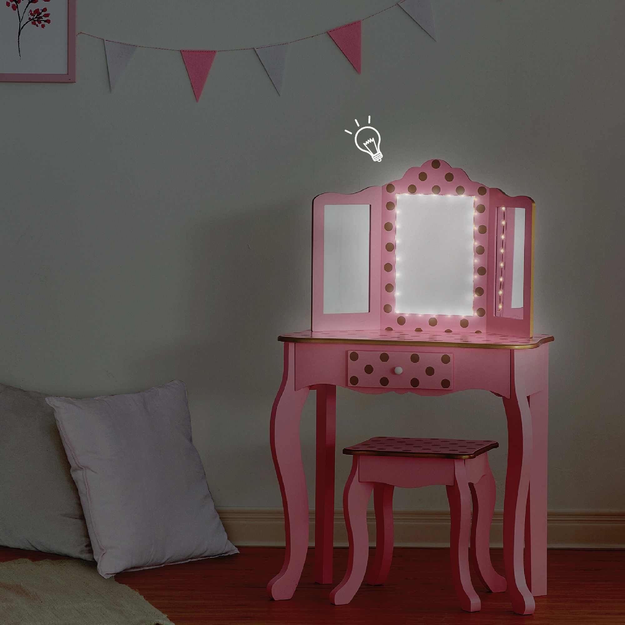 teamson kids 11.75-in Pink/Rose Gold Makeup Vanity at Lowes.com