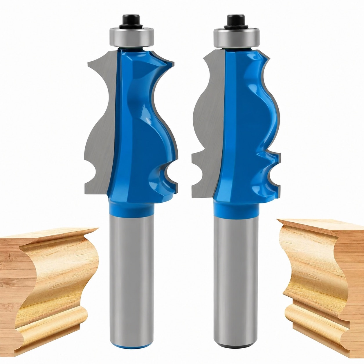 Phyfalip Architectural Molding Router Bit Set Two Pieces One Half Inch Shank Picture Frame Decorative Router Bits for Crown Molding Baseboards #LPF0805P254