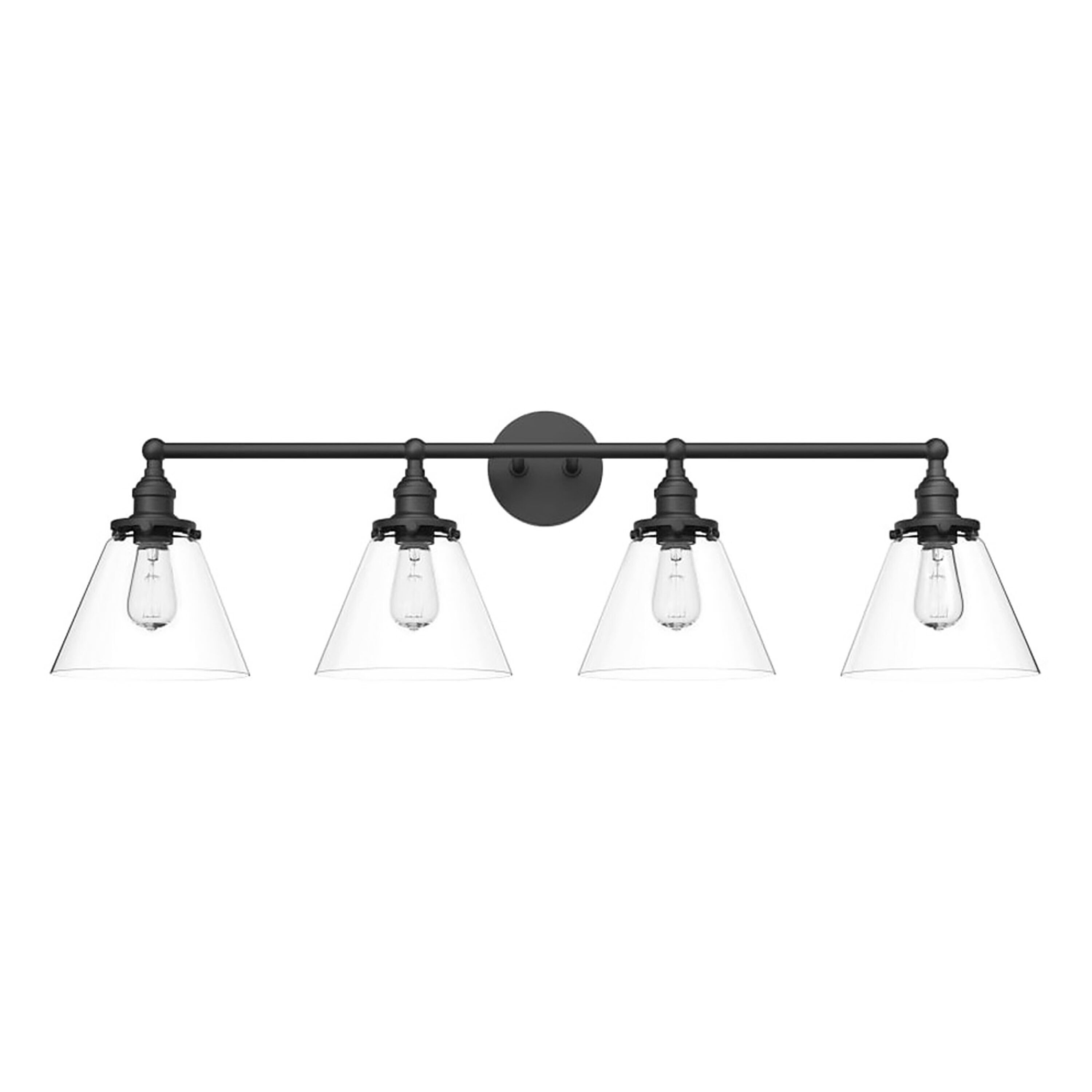 Signature Hardware 482611 Barwell 33-in 4-Light Matte Black Contemporary/Modern Vanity Light