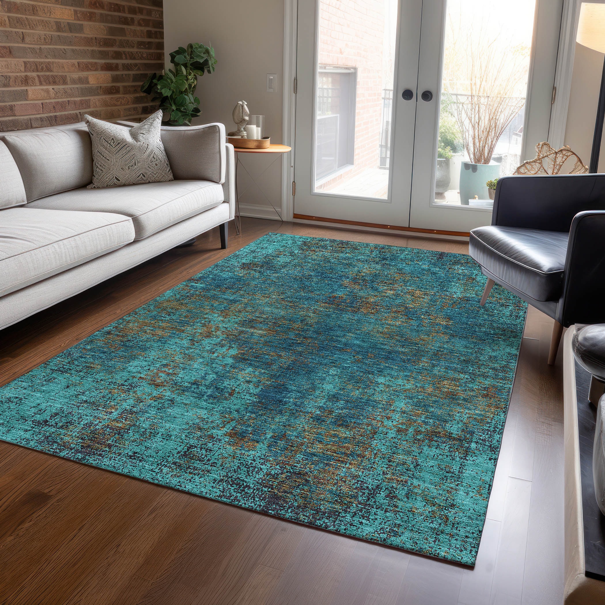 Addison Rugs ACN940TE8X10 Chantille ACN940TE 8 x 10 (ft) Loomed Polyester Teal Rectangular Indoor/Outdoor Machine washable Area rug