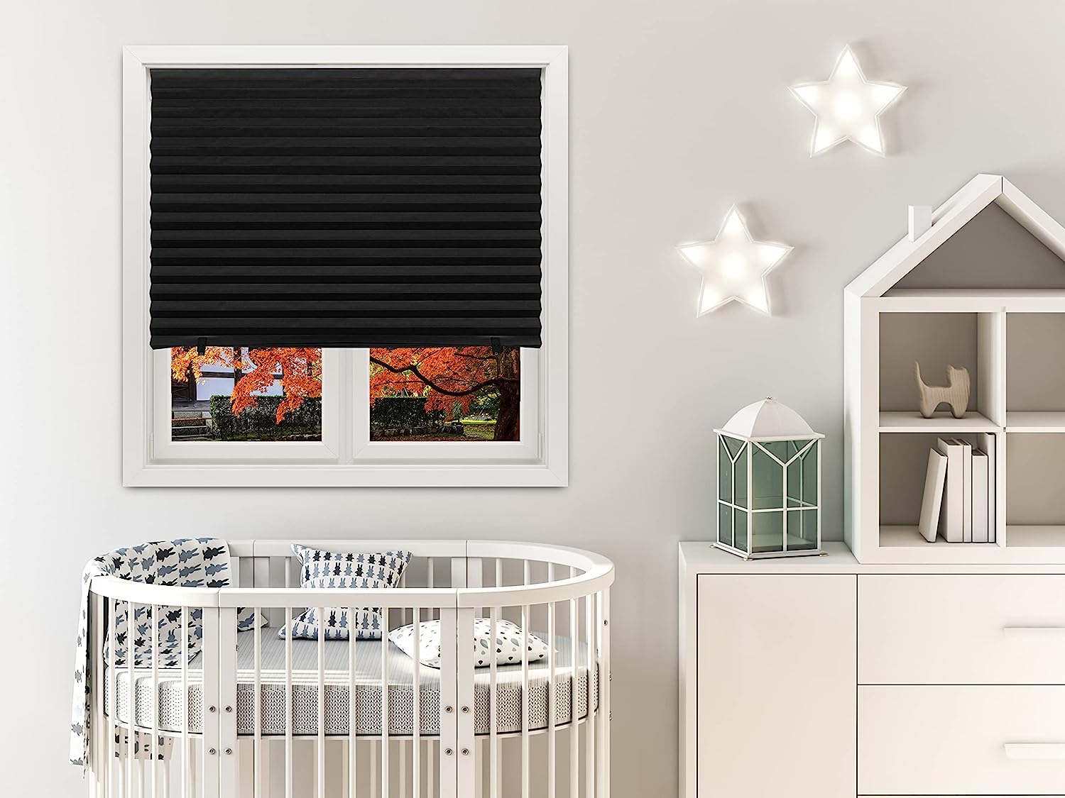 Redi Shade 36-in x 72-in Black Blackout Cordless Pleated Shade
