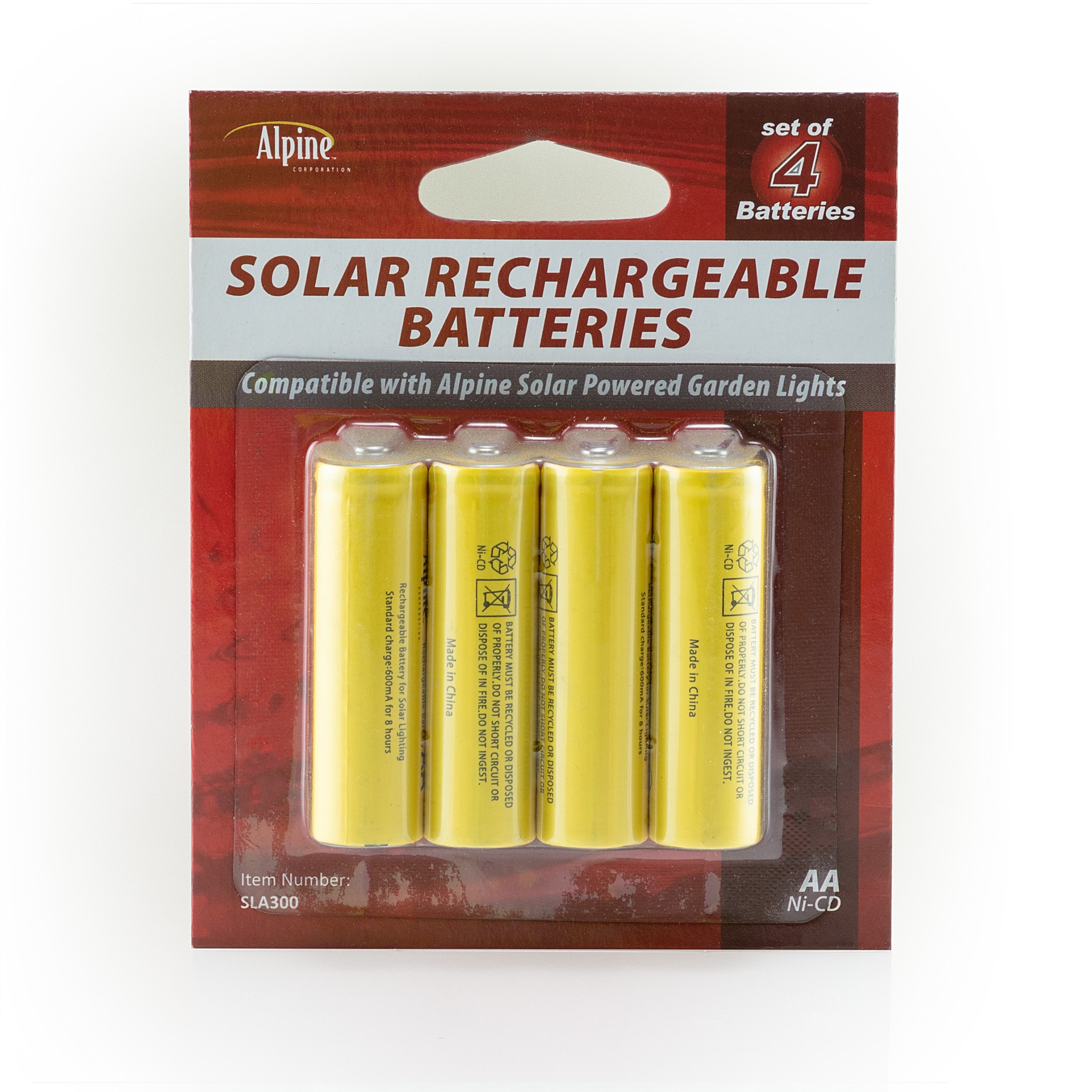 Alpine Corporation AA Ni-CD Replacement Rechargeable Batteries for Solar  Powered Garden Lights (Set of 4) SLA300 - The Home Depot