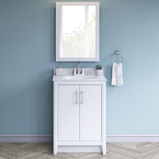 Single Sink Bathroom Vanity, 24 White Vanity Backsplash
