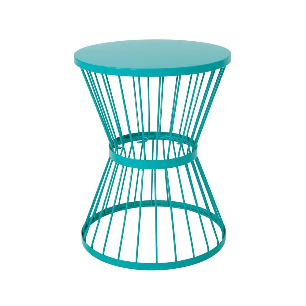 Patio Tables Department At, Turquoise Metal Outdoor Table