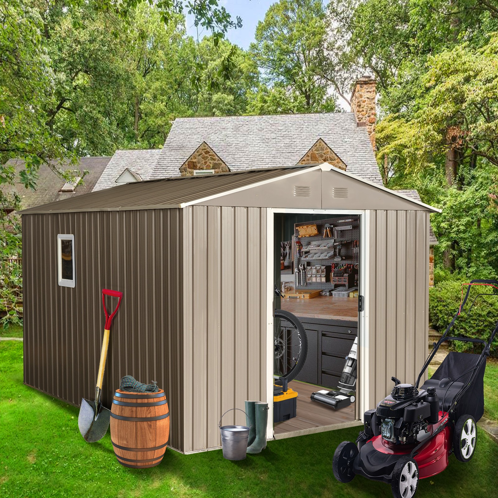 ToolCat BZ-3-173-SN 8-ft x 10-ft Galvanized steel Storage Shed