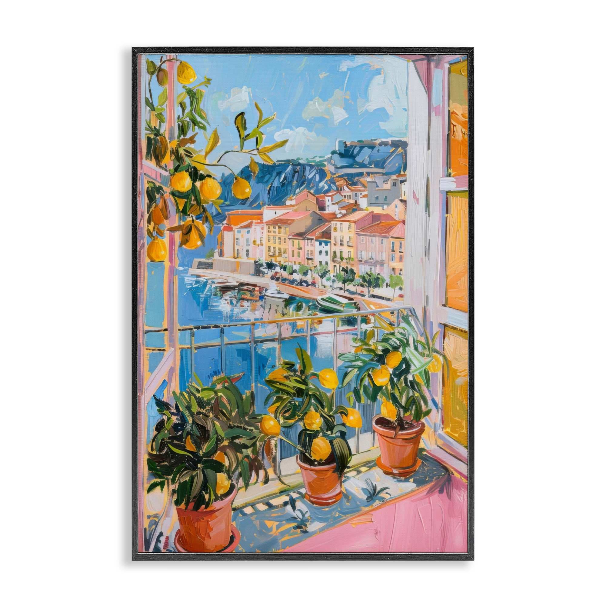 Stupell Industries BT-894-FR-16X24 Seaside Town Window View Framed Giclee design by LSR Design Studio