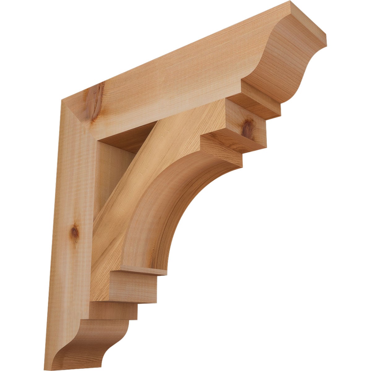 Ekena Millwork BKT04X18X18MRC01SWR Merced traditional smooth 3-1/2-in x 18-in x 18-in Western red cedar Brown Wood Standard bracket