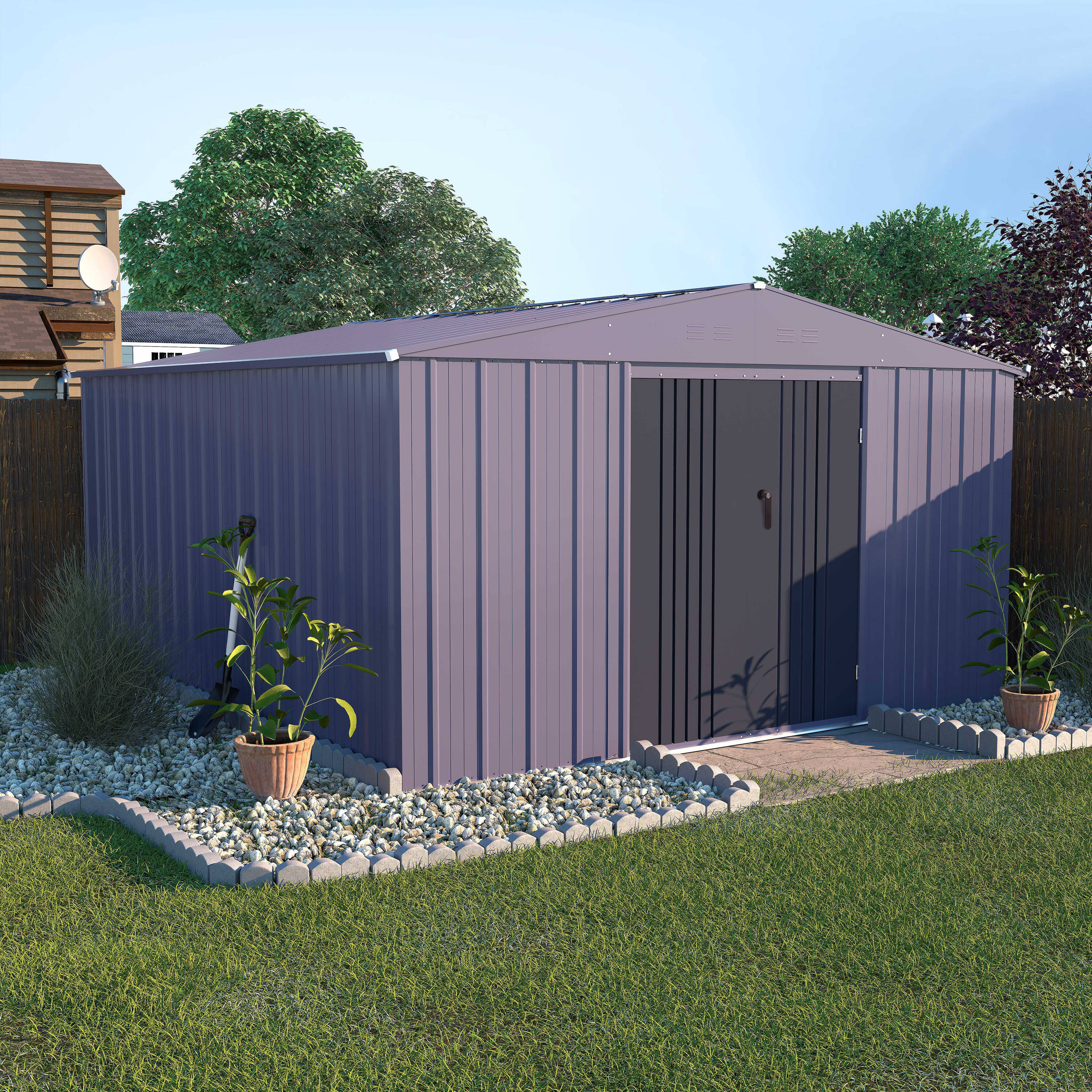 VEIKOUS PG0301-11-11GE 10-Feet x 12-Feet Galvanized steel Storage Shed